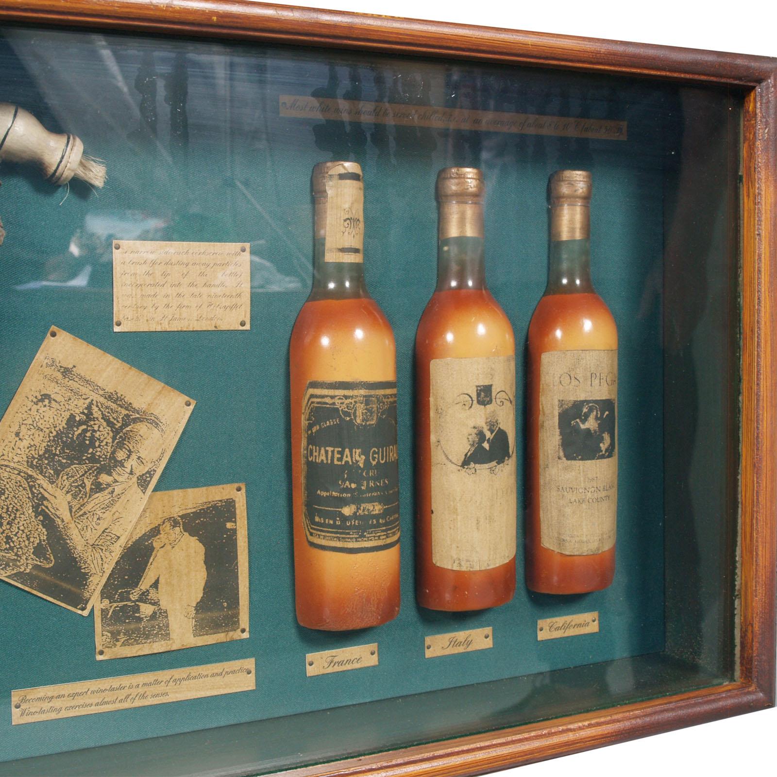 Englische Portobello-Weinkaufschatulle aus der Mitte des Jahrhunderts, berühmte Weine der Welt (Glas) im Angebot