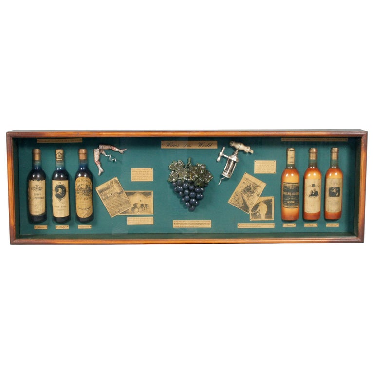 Midcentury English Portobello Famous Wines in the World on Display Case