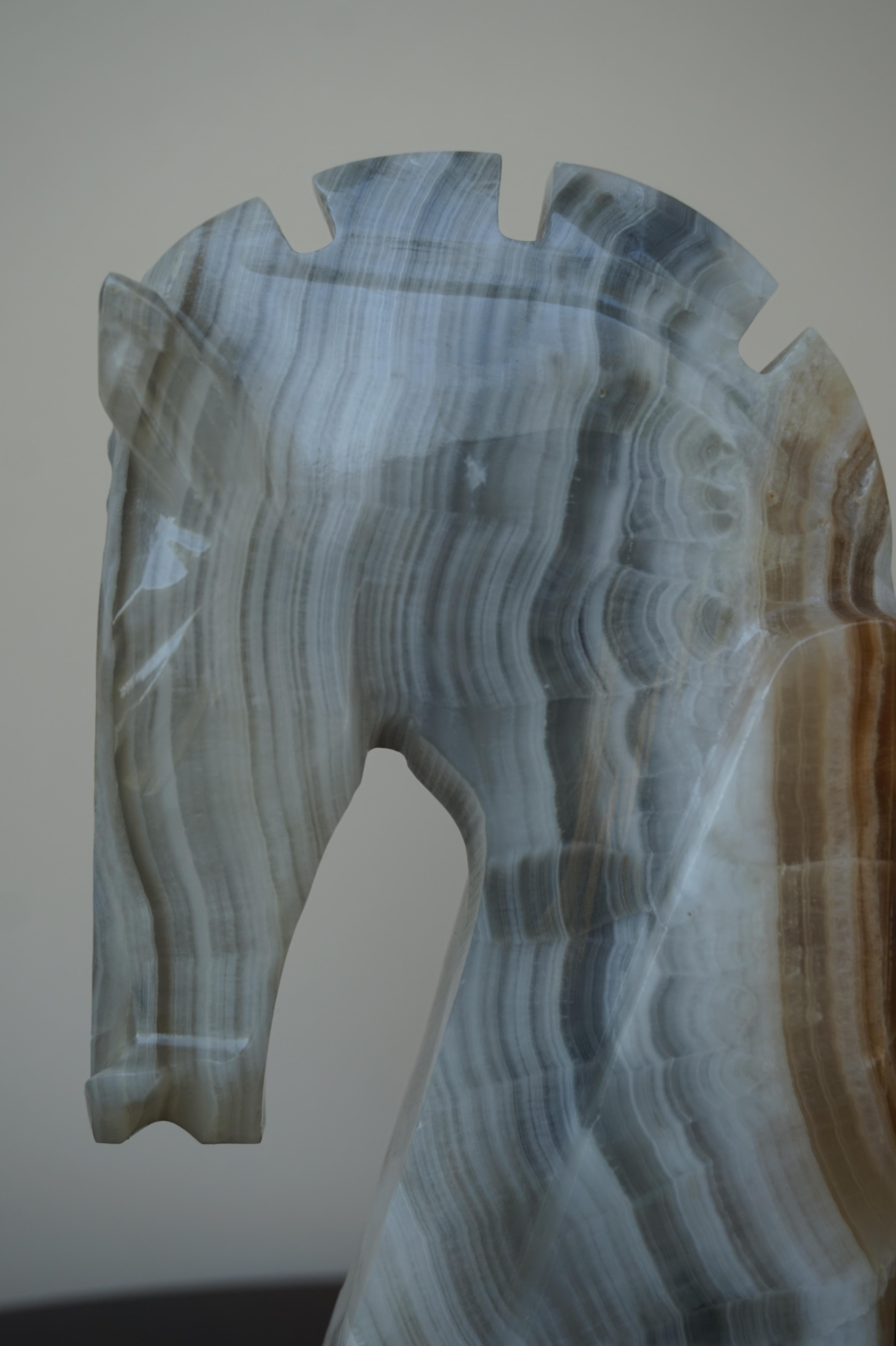 Midcentury Era Pair of Handcrafted Art Deco Style Horse Sculpture Onyx Bookends 1