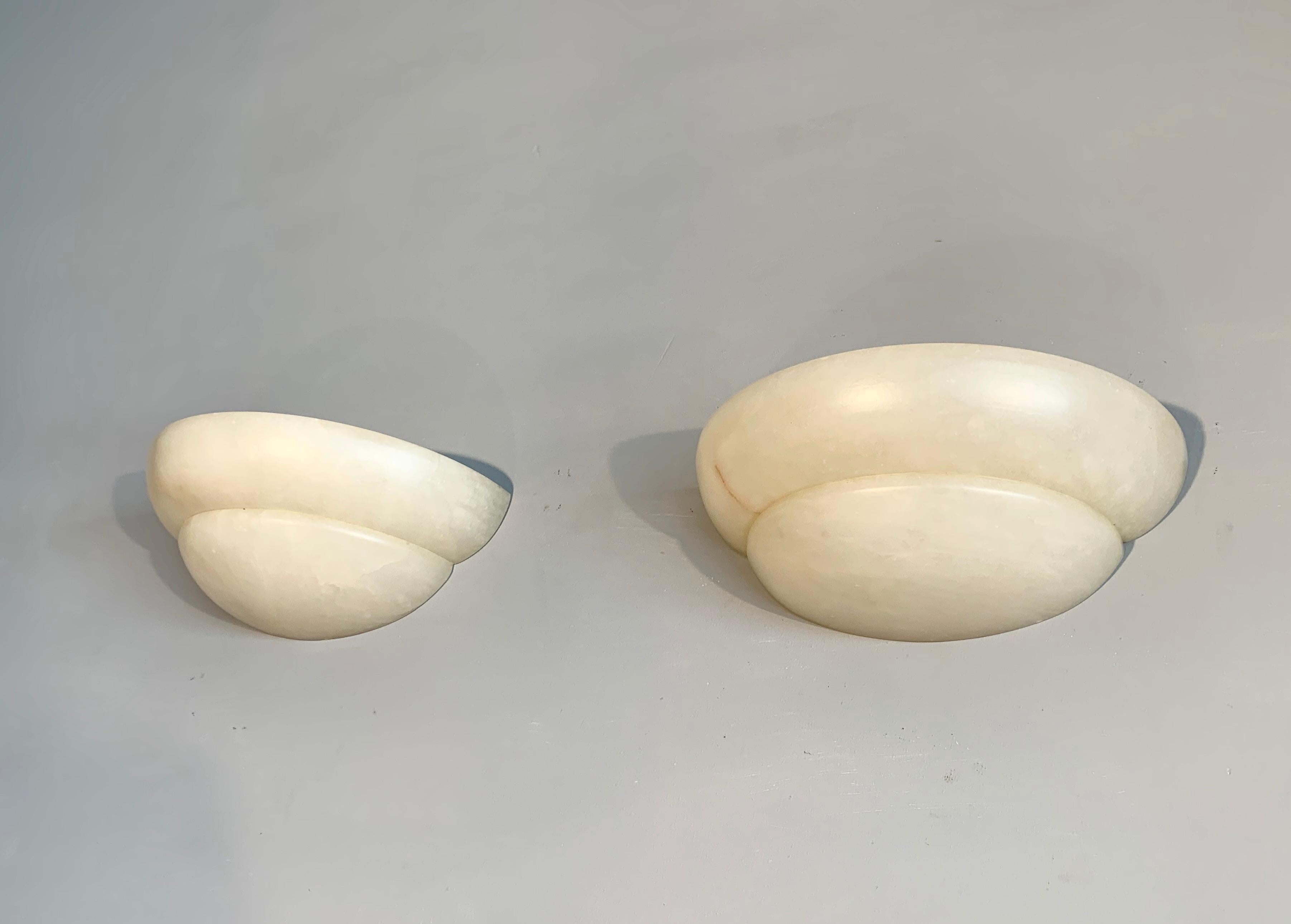 Timeless Pair / Set Art Deco Style Alabaster Wall Lamps or Sconces  4