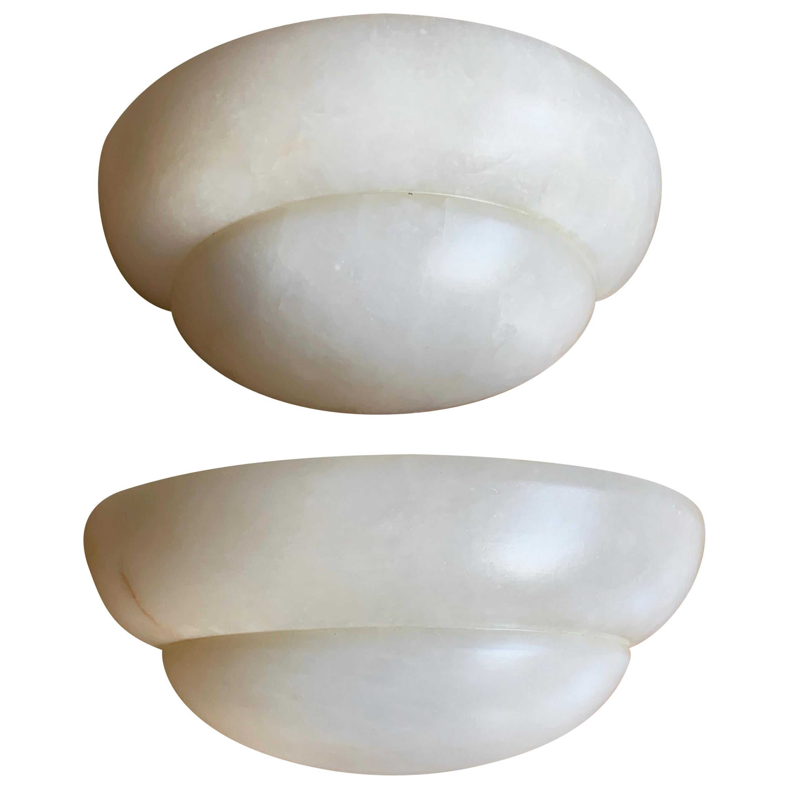 Timeless Pair / Set Art Deco Style Alabaster Wall Lamps or Sconces 