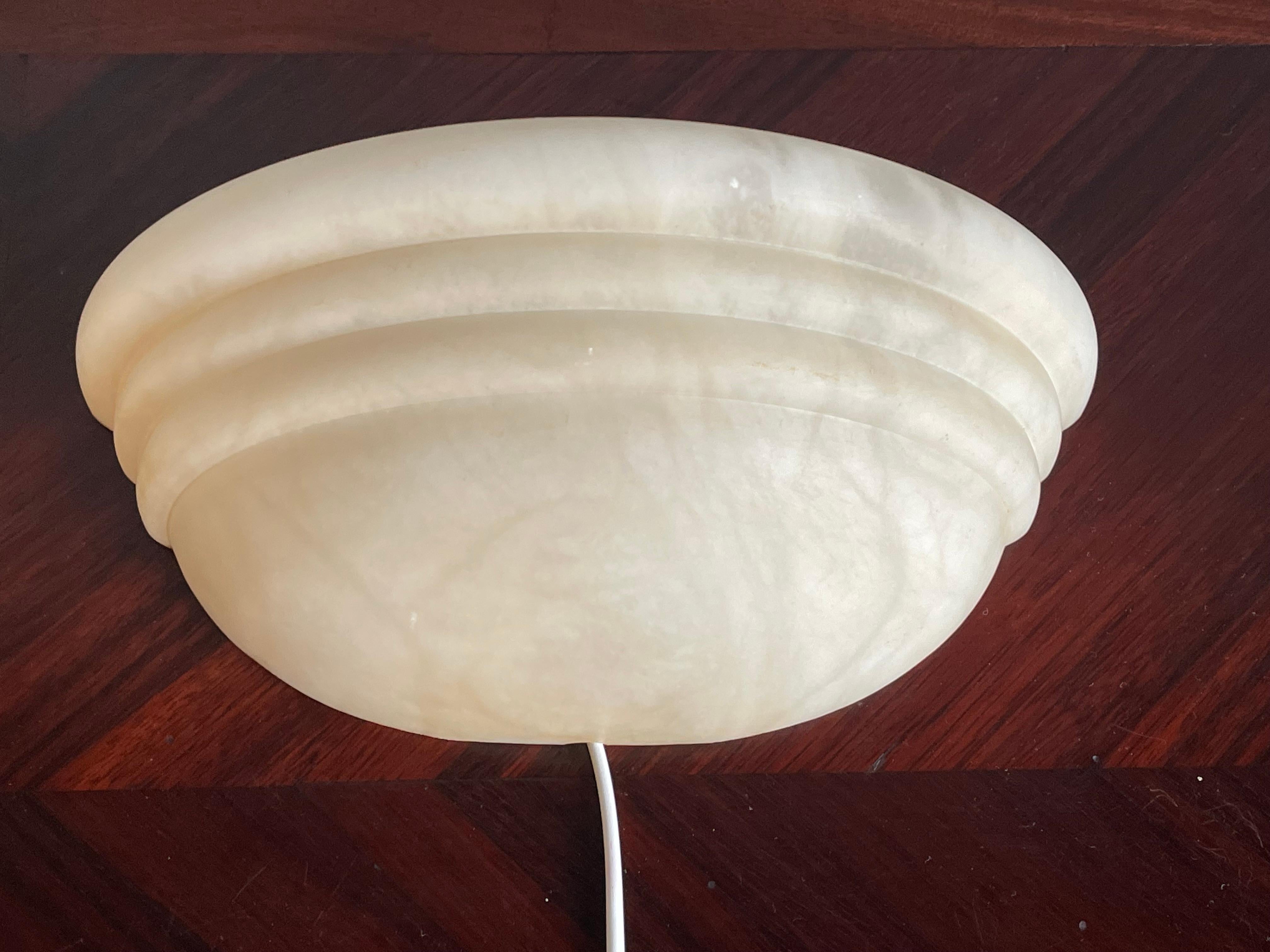Mid-Century Era Set of Two Small Art Deco Style Alabaster Wall Lamps or Sconces For Sale 10