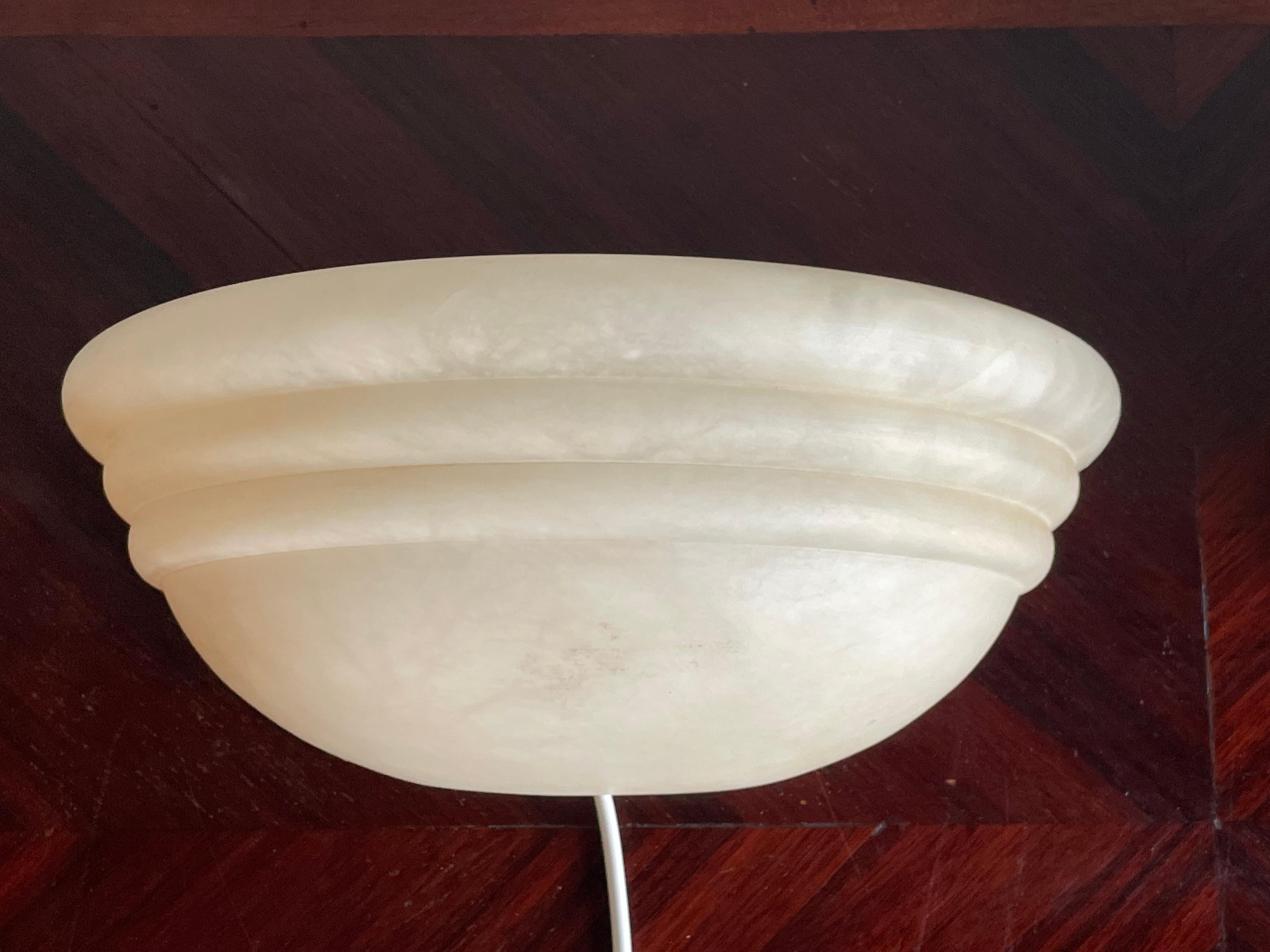 Mid-Century Era Set of Two Small Art Deco Style Alabaster Wall Lamps or Sconces For Sale 12