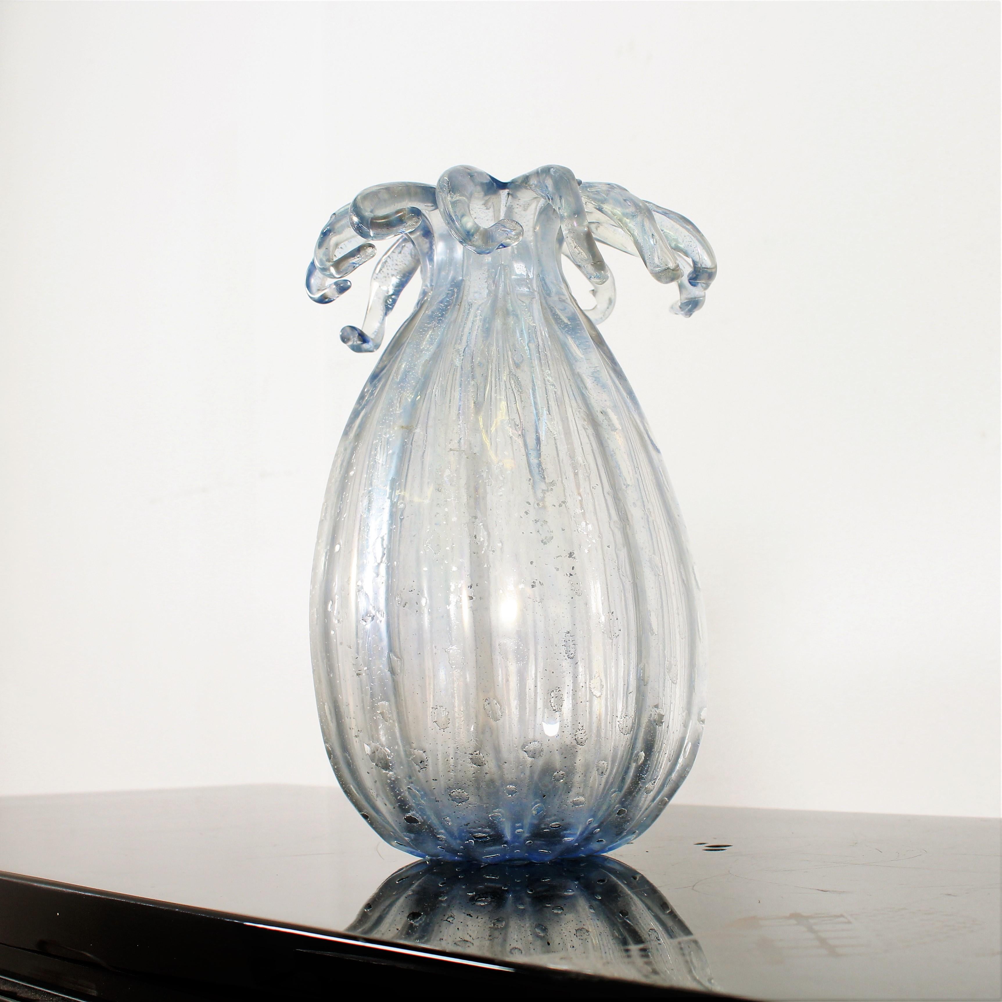 Midcentury Ercole Barovier Murano Iridescent Glass Vase, Italy, 1940s 7