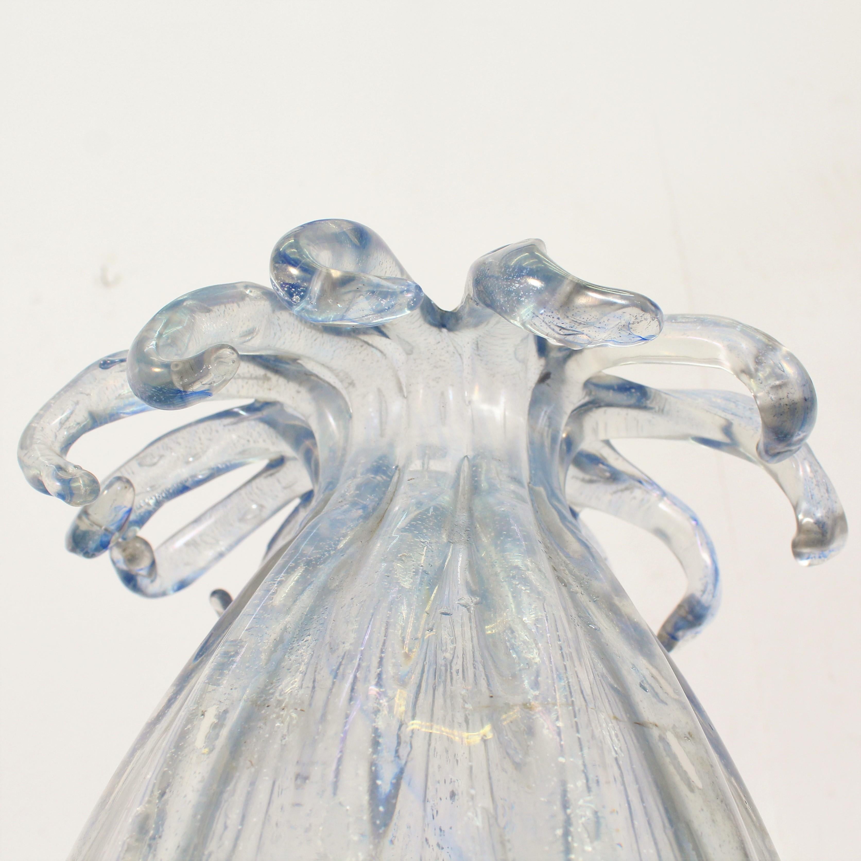 Italian Midcentury Ercole Barovier Murano Iridescent Glass Vase, Italy, 1940s