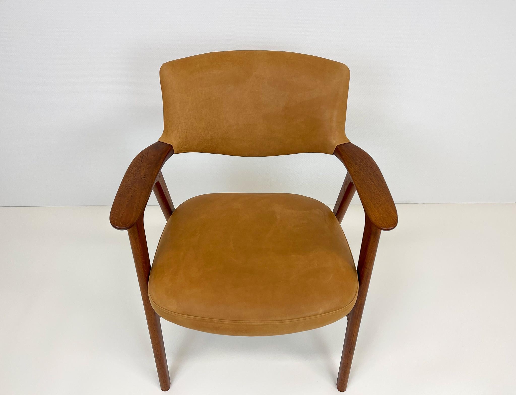 Mid-20th Century Midcentury Erik Kirkegaard Danish Teak and Leather Desk Chair, 1960s