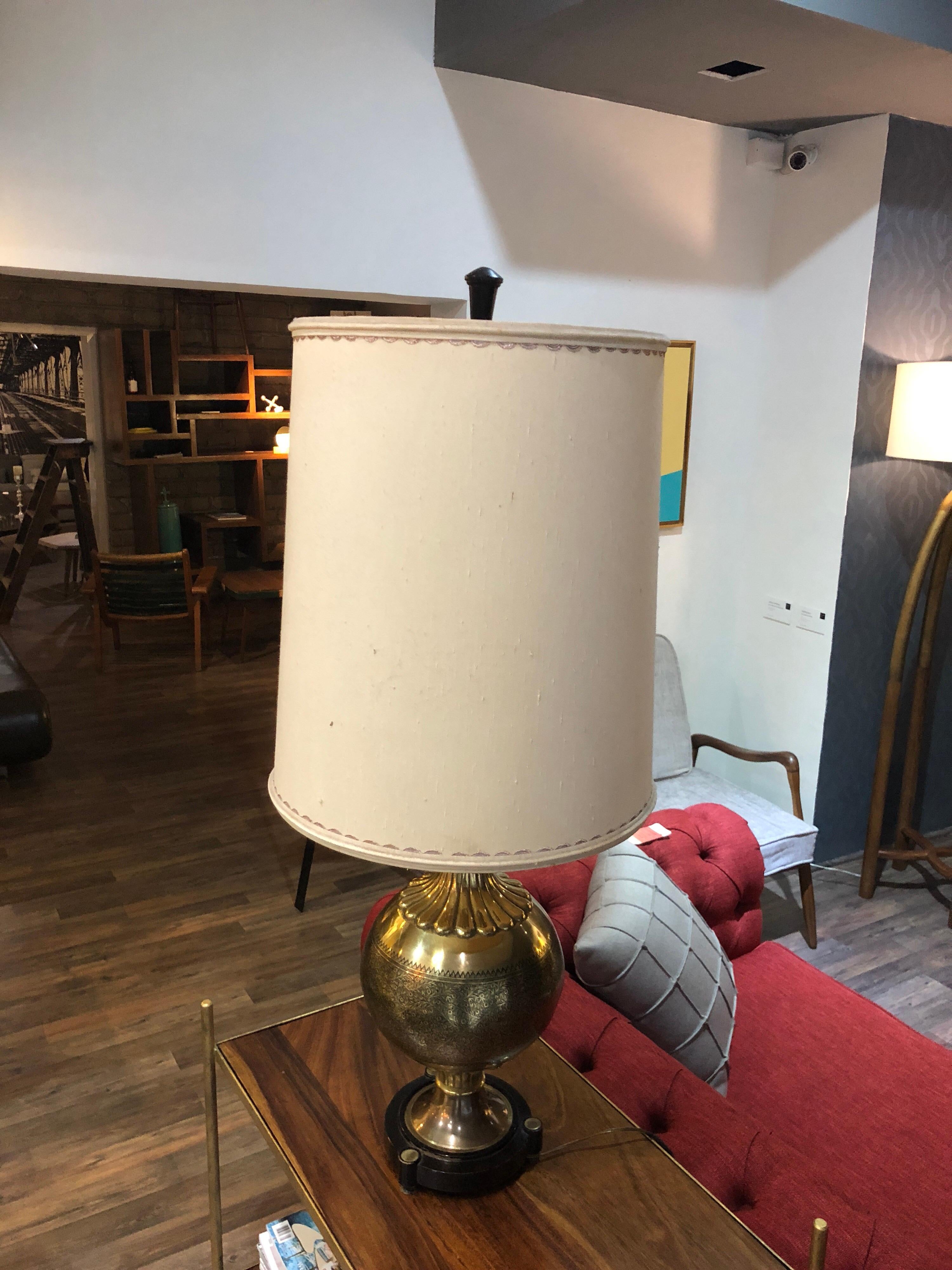 Midcentury Etched Brass Urn Marbro Table Lamp 1