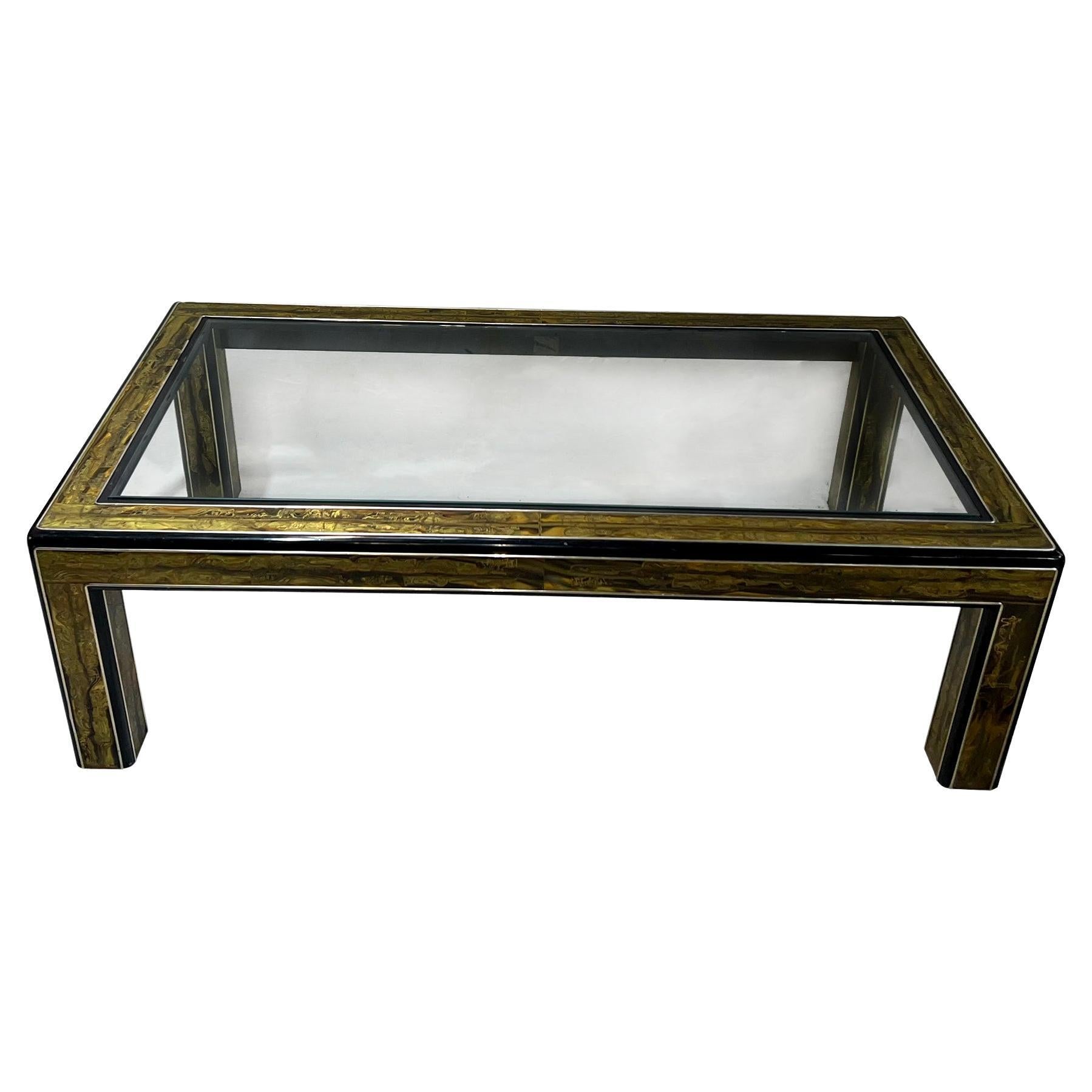 Mid-Century Etched Metal Coffee Table For Sale