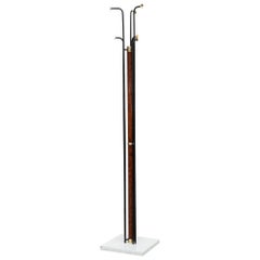 Midcentury Ettore Sottsass Style Italian Faux Burled Wood and Brass Coat Tree