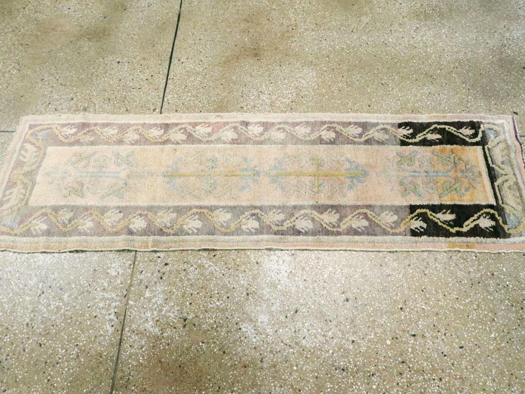 20th Century Midcentury European Inspired Handmade Khotan Runner For Sale