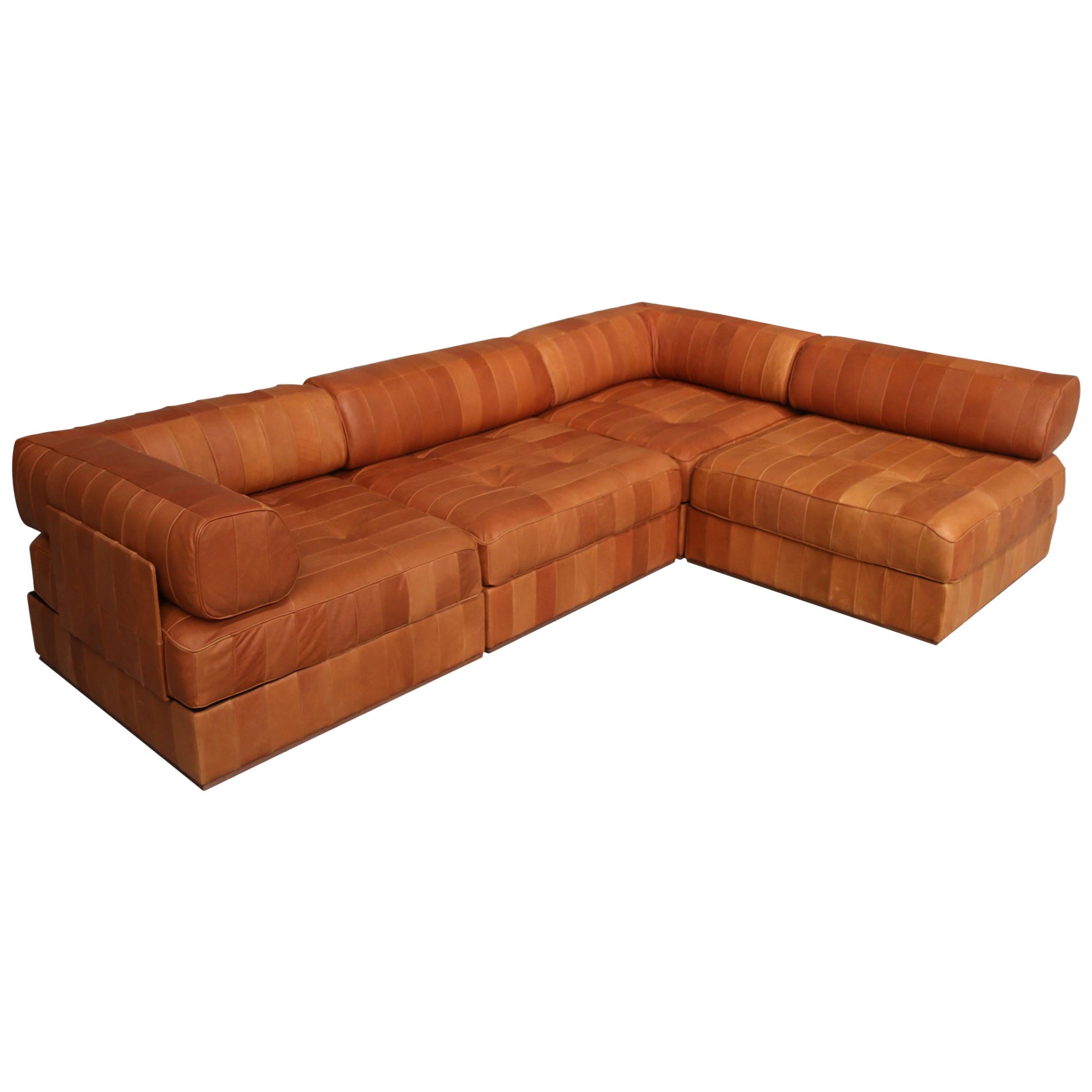 Midcentury Exclusive De Sede Swiss DS88 Patchwork Sofa Lounge of 4 Modules For Sale
