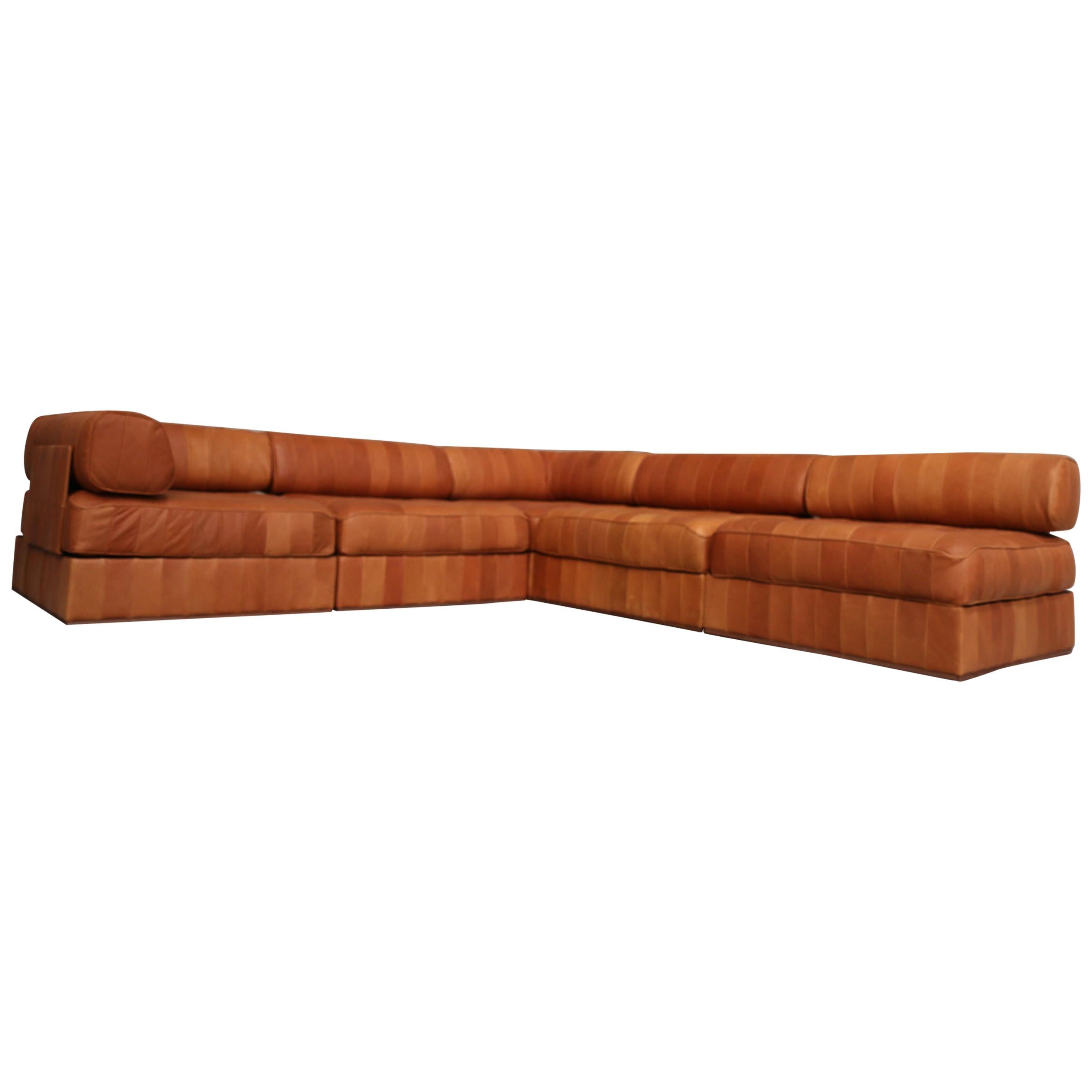 Midcentury Exclusive De Sede Swiss DS88 Patchwork Sofa Lounge of 5 Modules For Sale