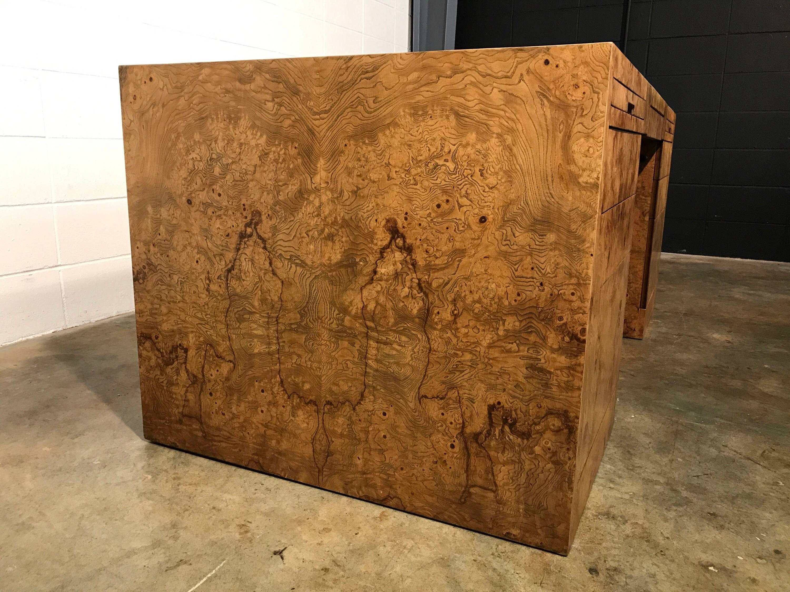 Midcentury Executive Desk in Burl Wood by Directional Furniture 5