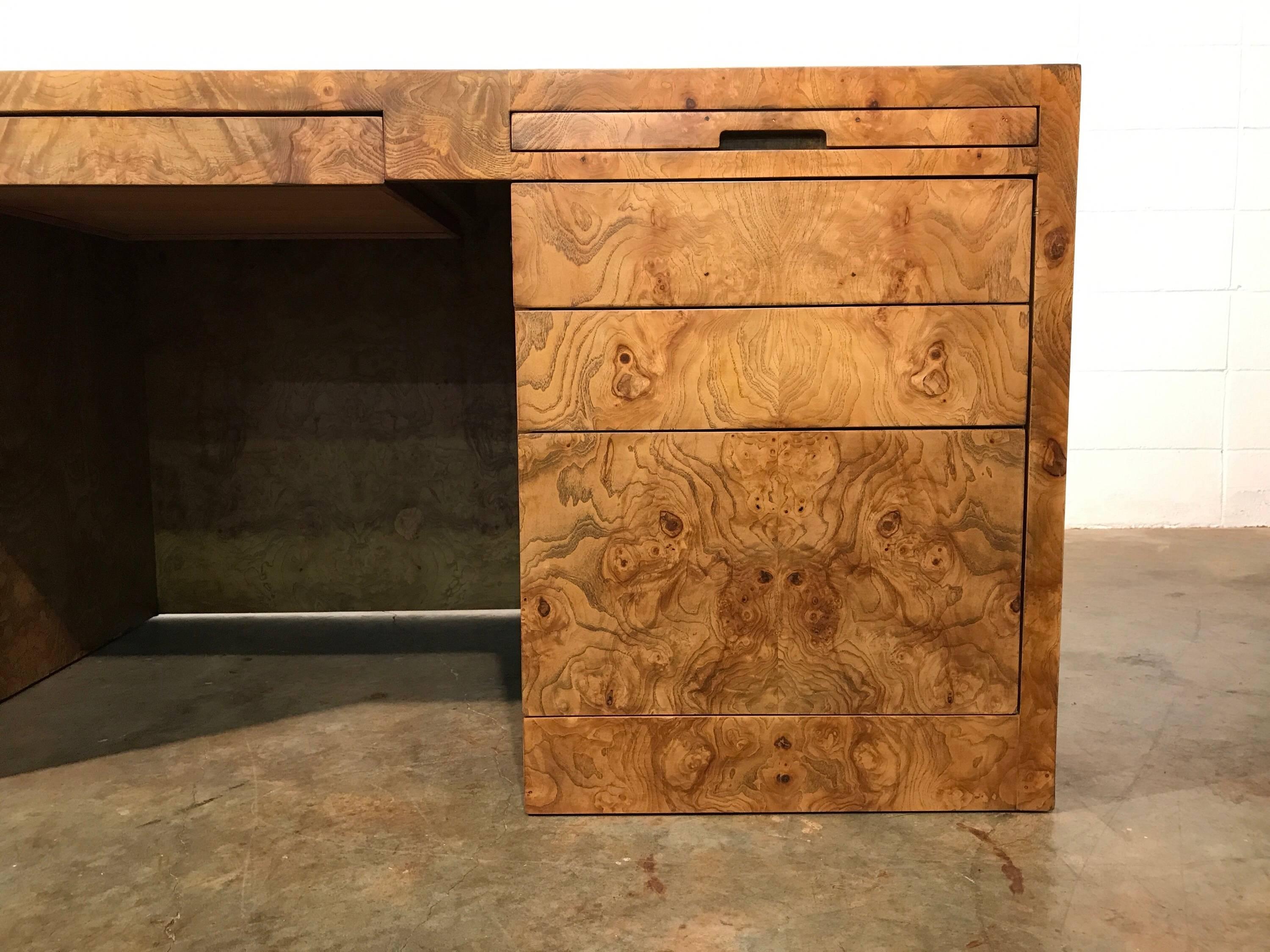 Midcentury Executive Desk in Burl Wood by Directional Furniture 9
