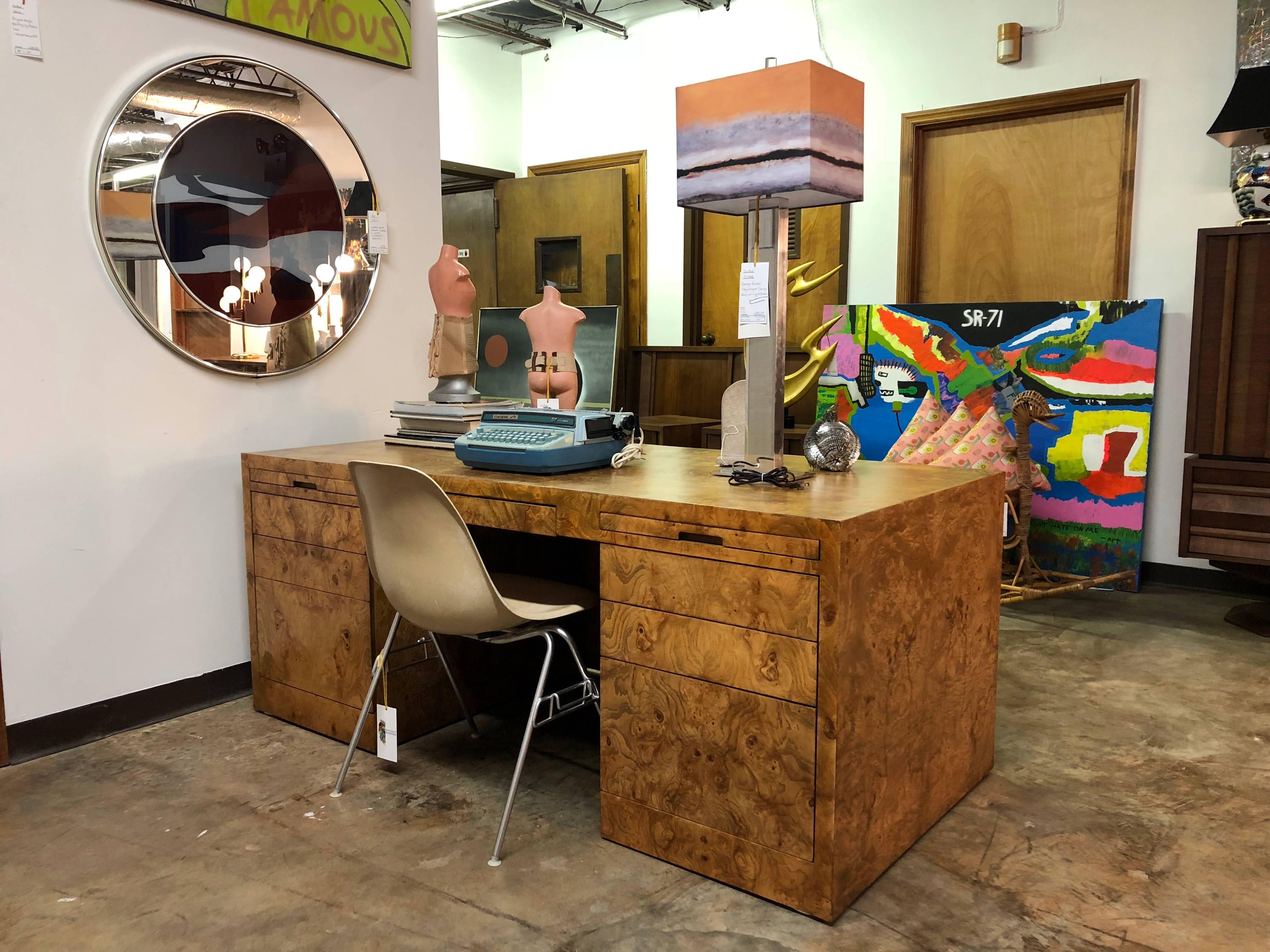 Midcentury Executive Desk in Burl Wood by Directional Furniture 10