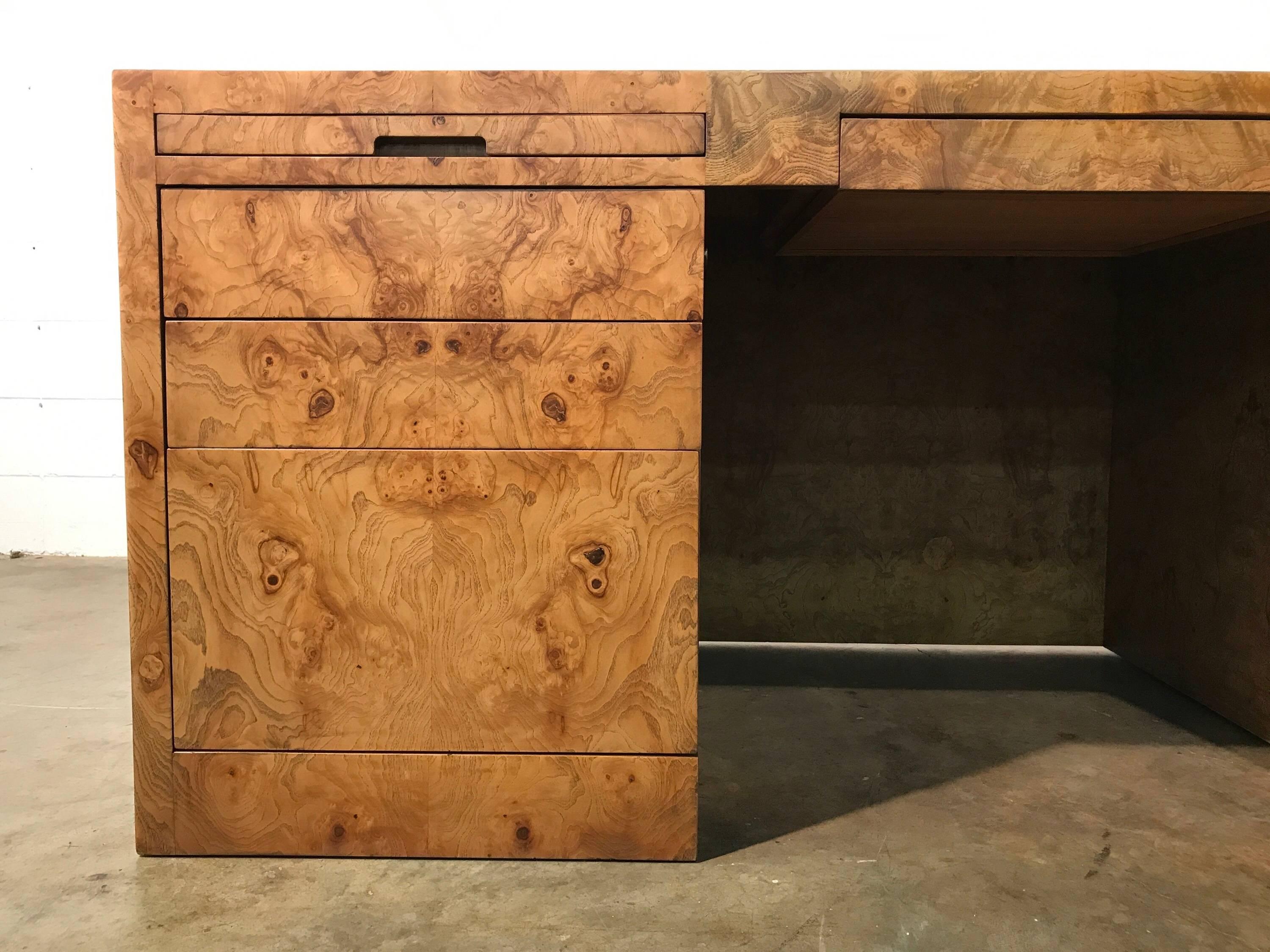 Mid-Century Modern Midcentury Executive Desk in Burl Wood by Directional Furniture