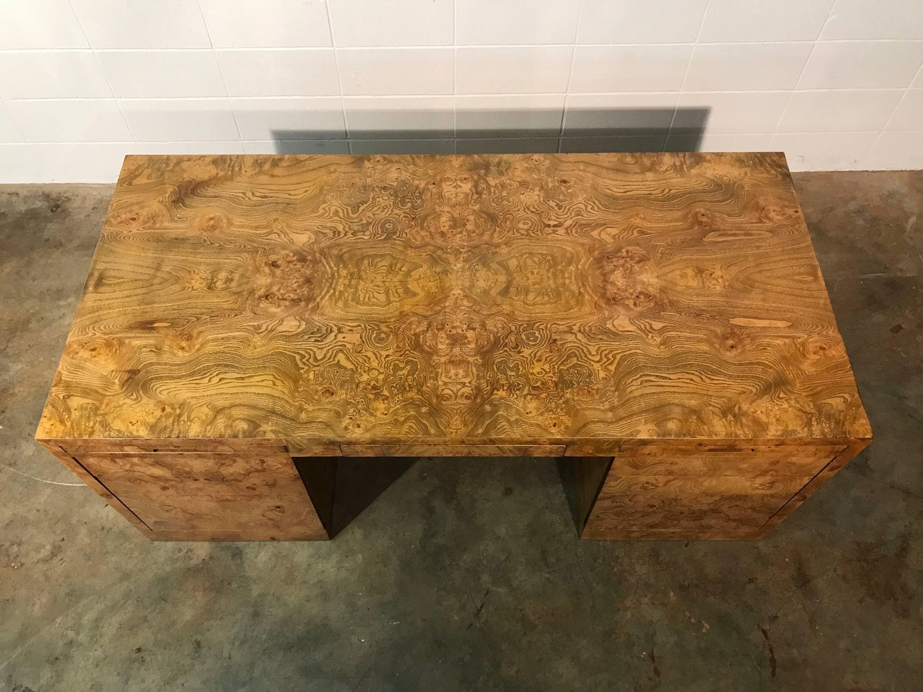 Late 20th Century Midcentury Executive Desk in Burl Wood by Directional Furniture