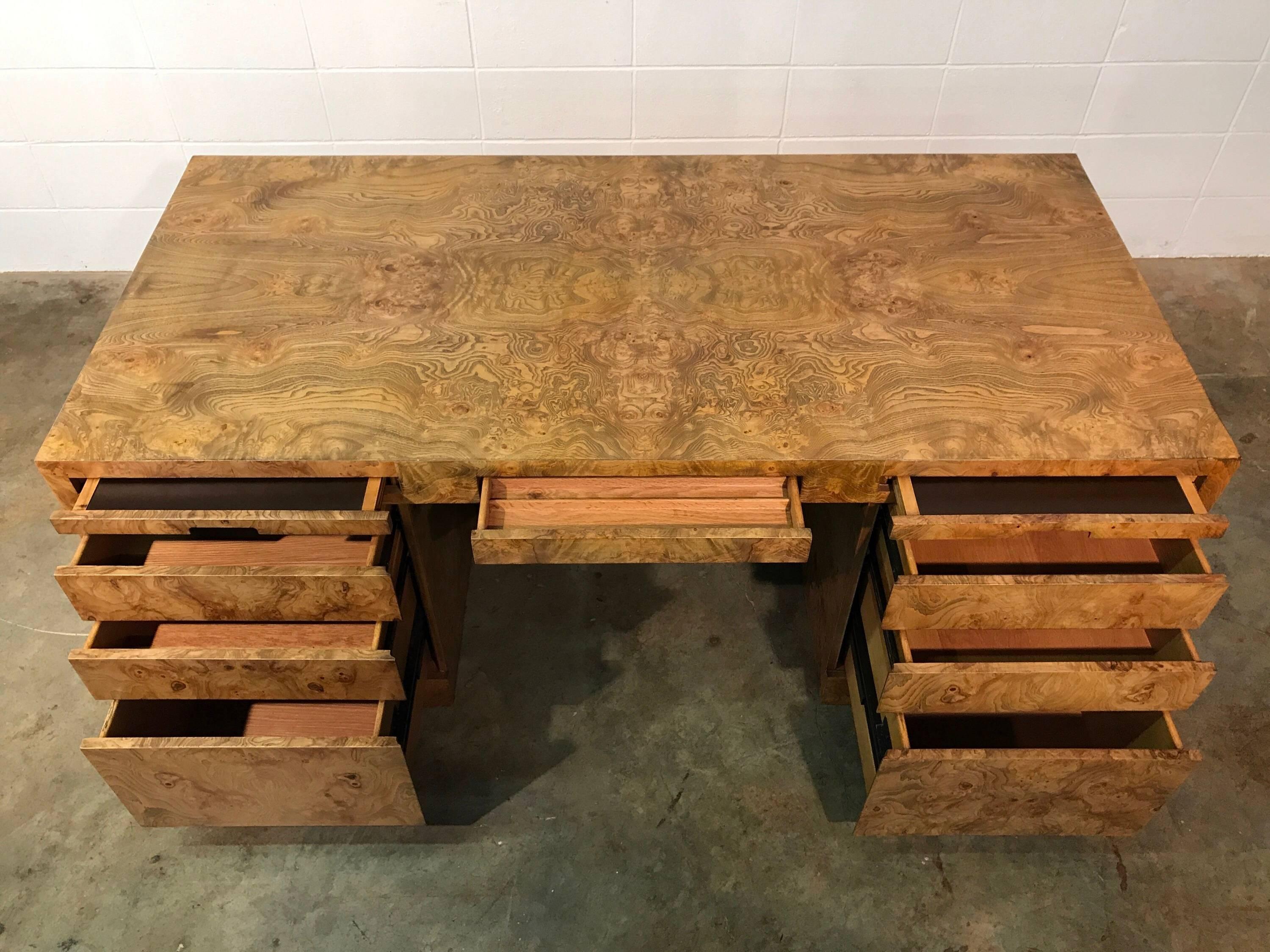 Midcentury Executive Desk in Burl Wood by Directional Furniture 1