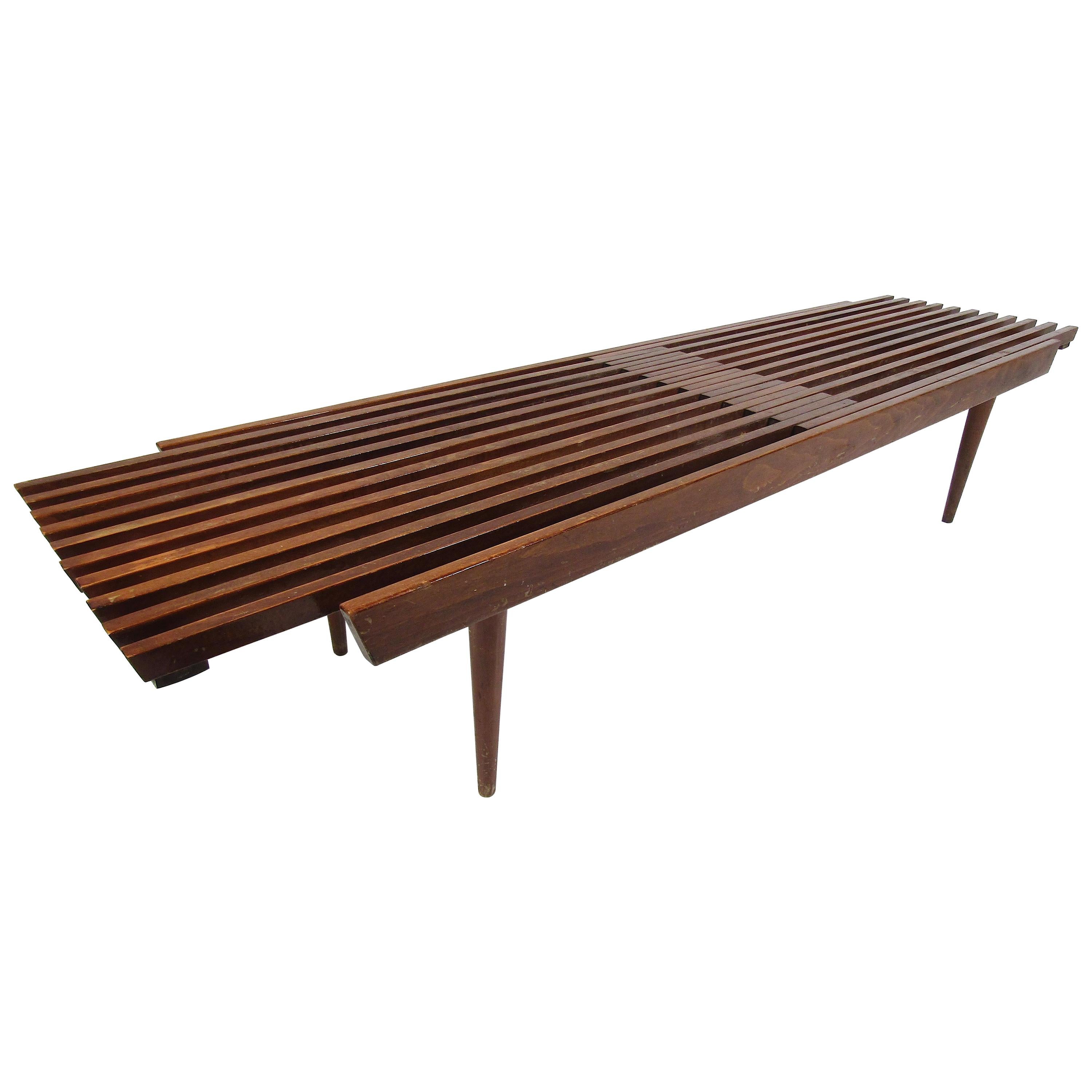 Midcentury Expanding Wood-Slat Table For Sale
