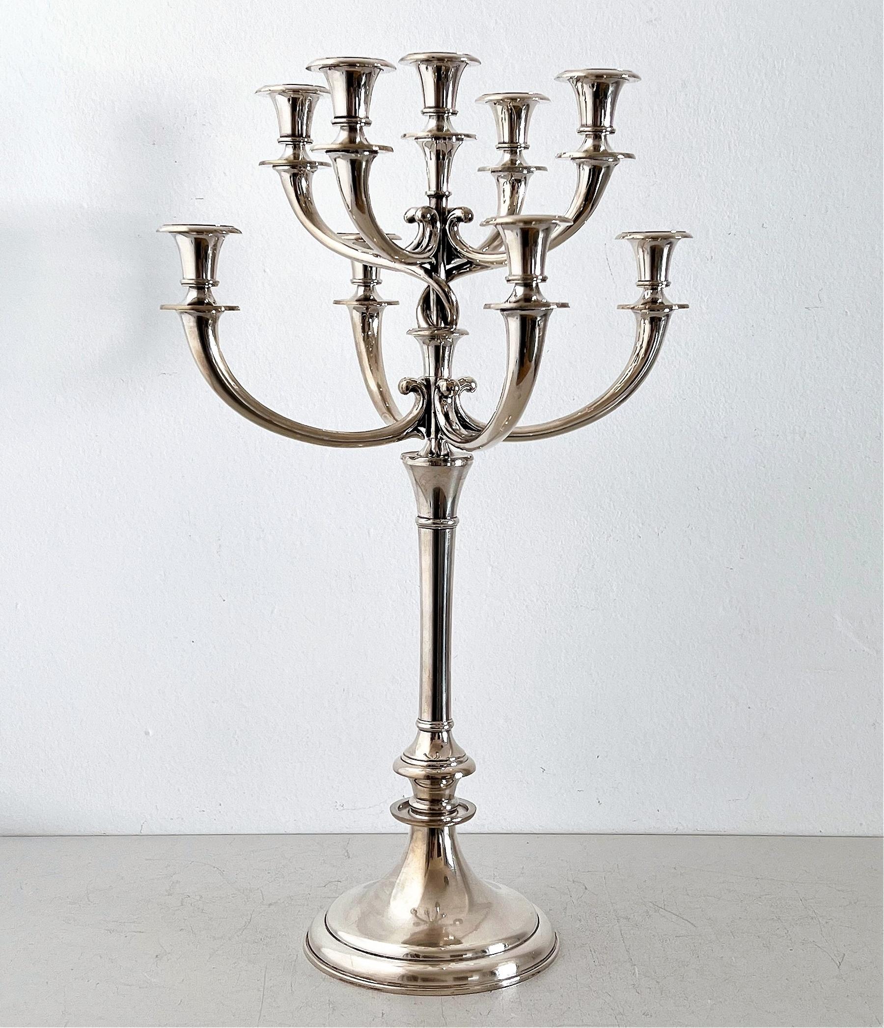 Midcentury Extra Large Hotel Candle Holder in Bronze Silverplated by WMF Germany For Sale 6