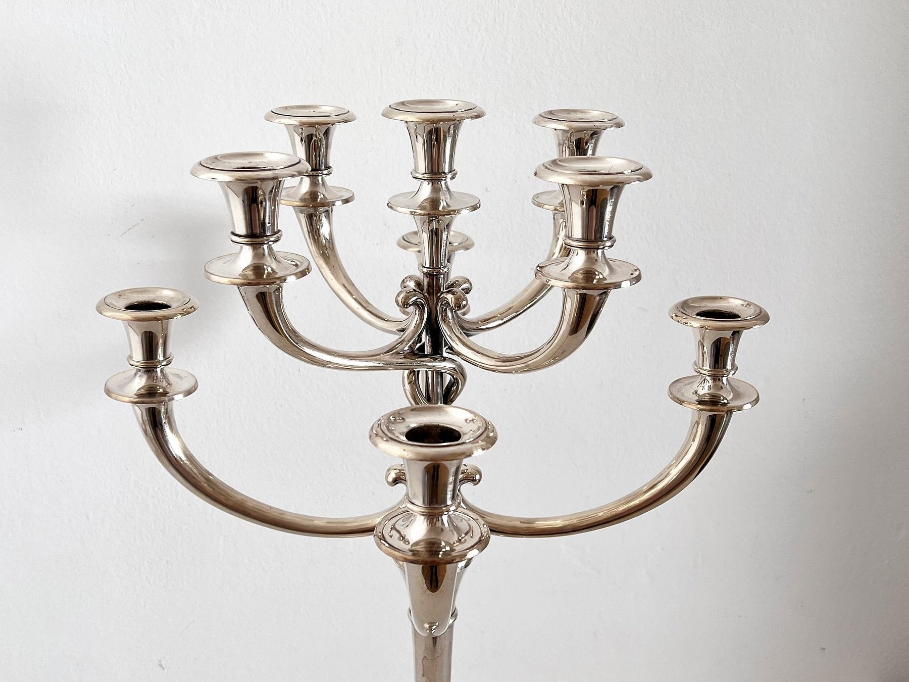 Midcentury Extra Large Hotel Candle Holder in Bronze Silverplated by WMF Germany In Good Condition For Sale In Morazzone, Varese