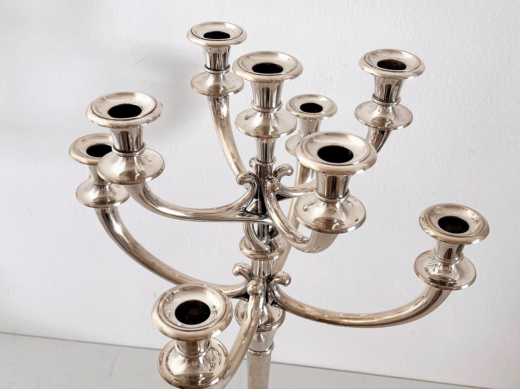Silver Plate Midcentury Extra Large Hotel Candle Holder in Bronze Silverplated by WMF Germany For Sale
