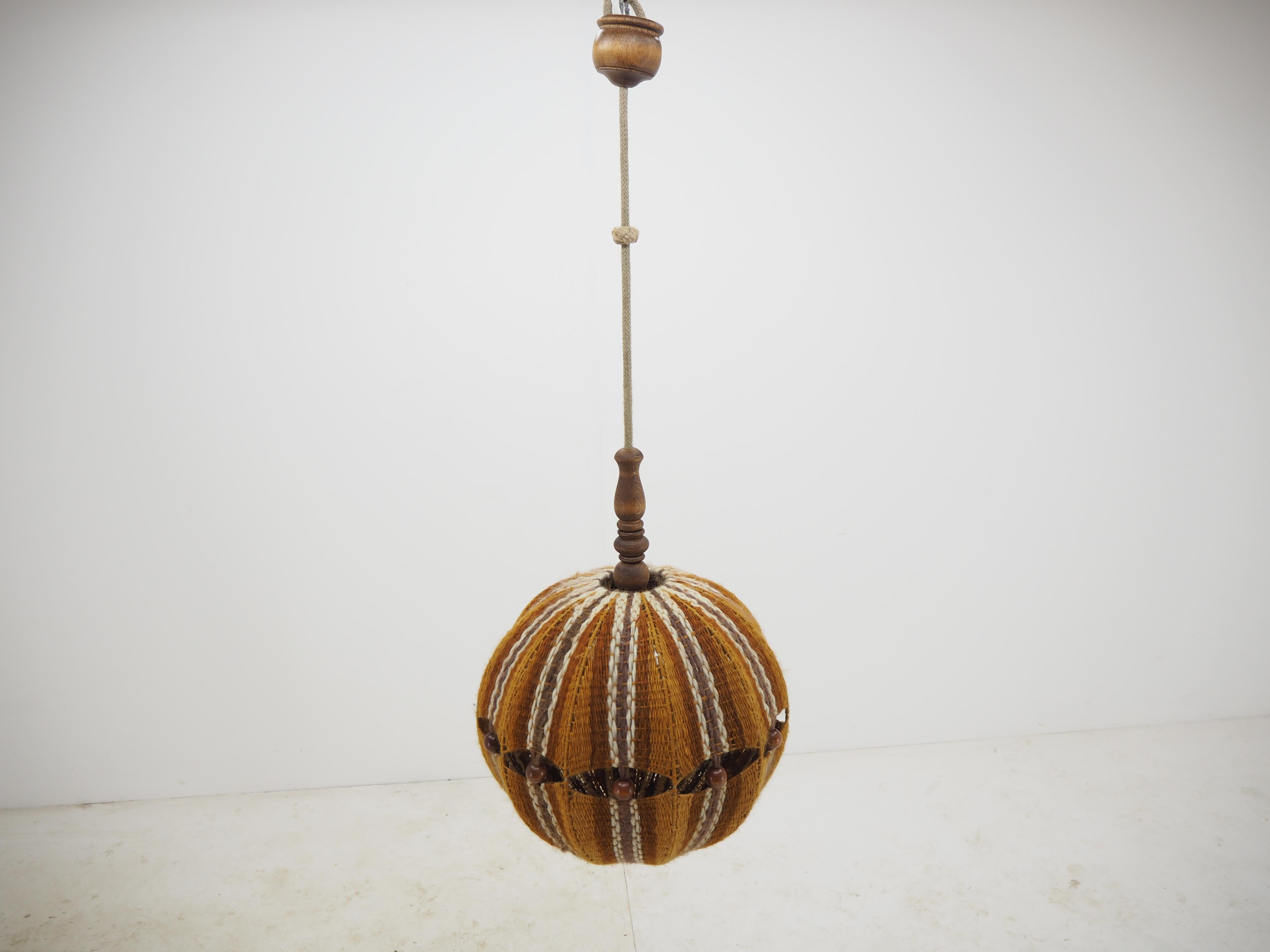 Mid-Century Modern Midcentury Fabric Chandelier, Czechoslovakia, 1960s For Sale