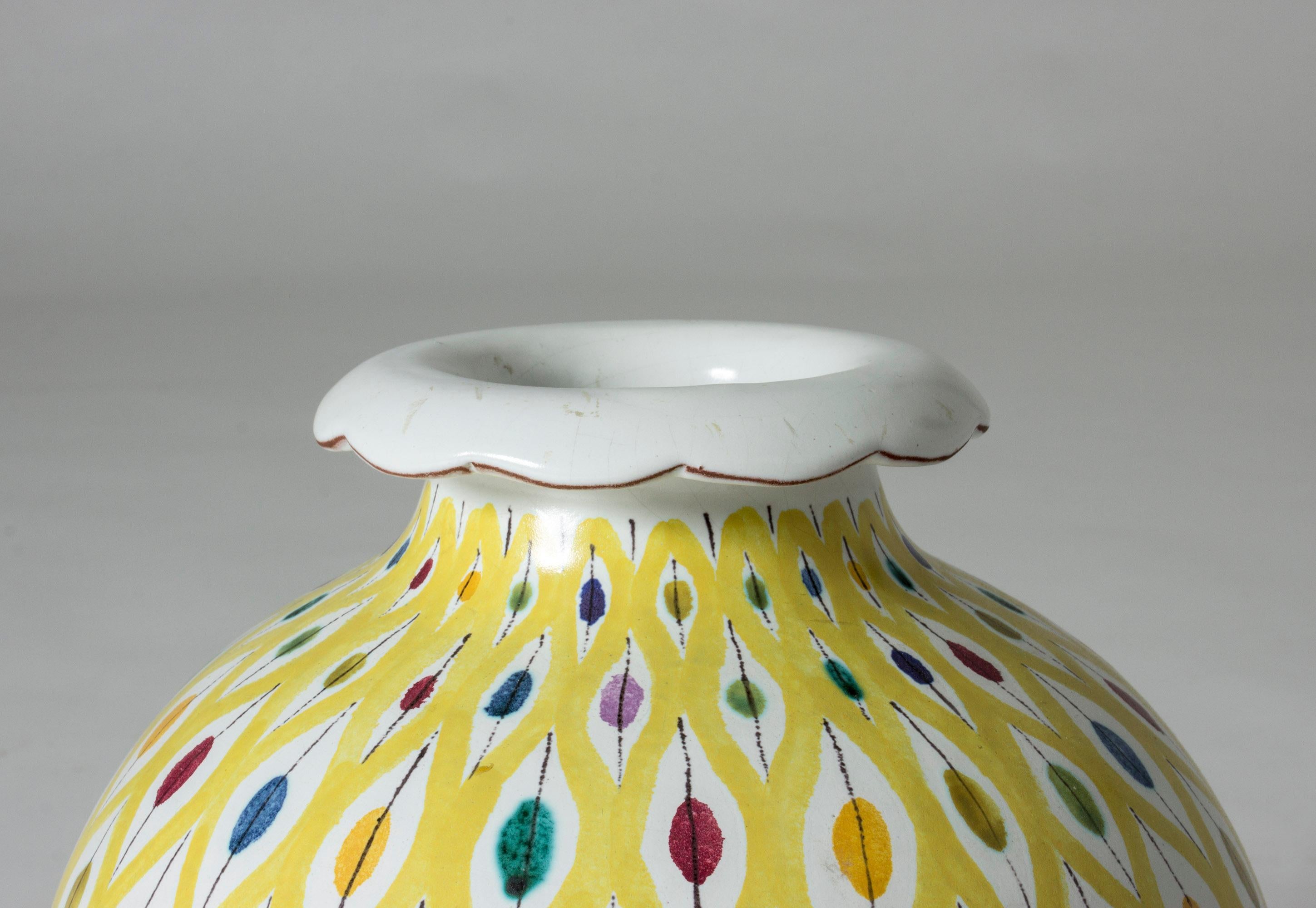 Swedish Midcentury Faience Vase by Stig Lindberg