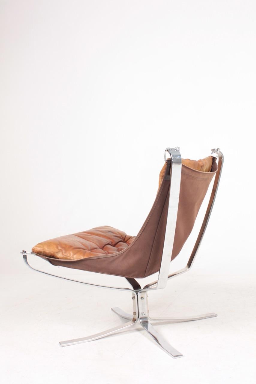 Midcentury Falcon Chair in Patinated Leather by Sigurd Ressel, 1960s In Good Condition In Lejre, DK