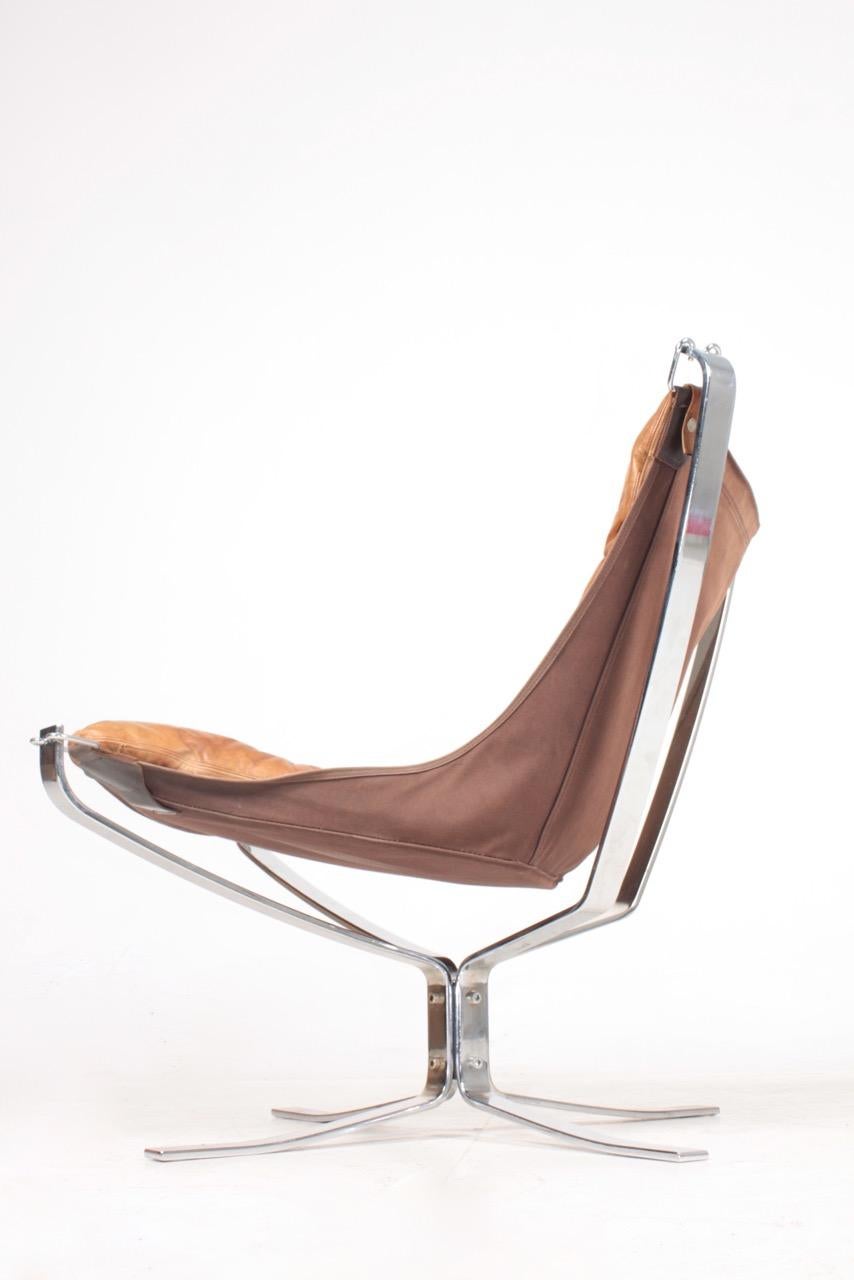 Mid-20th Century Midcentury Falcon Chair in Patinated Leather by Sigurd Ressel, 1960s