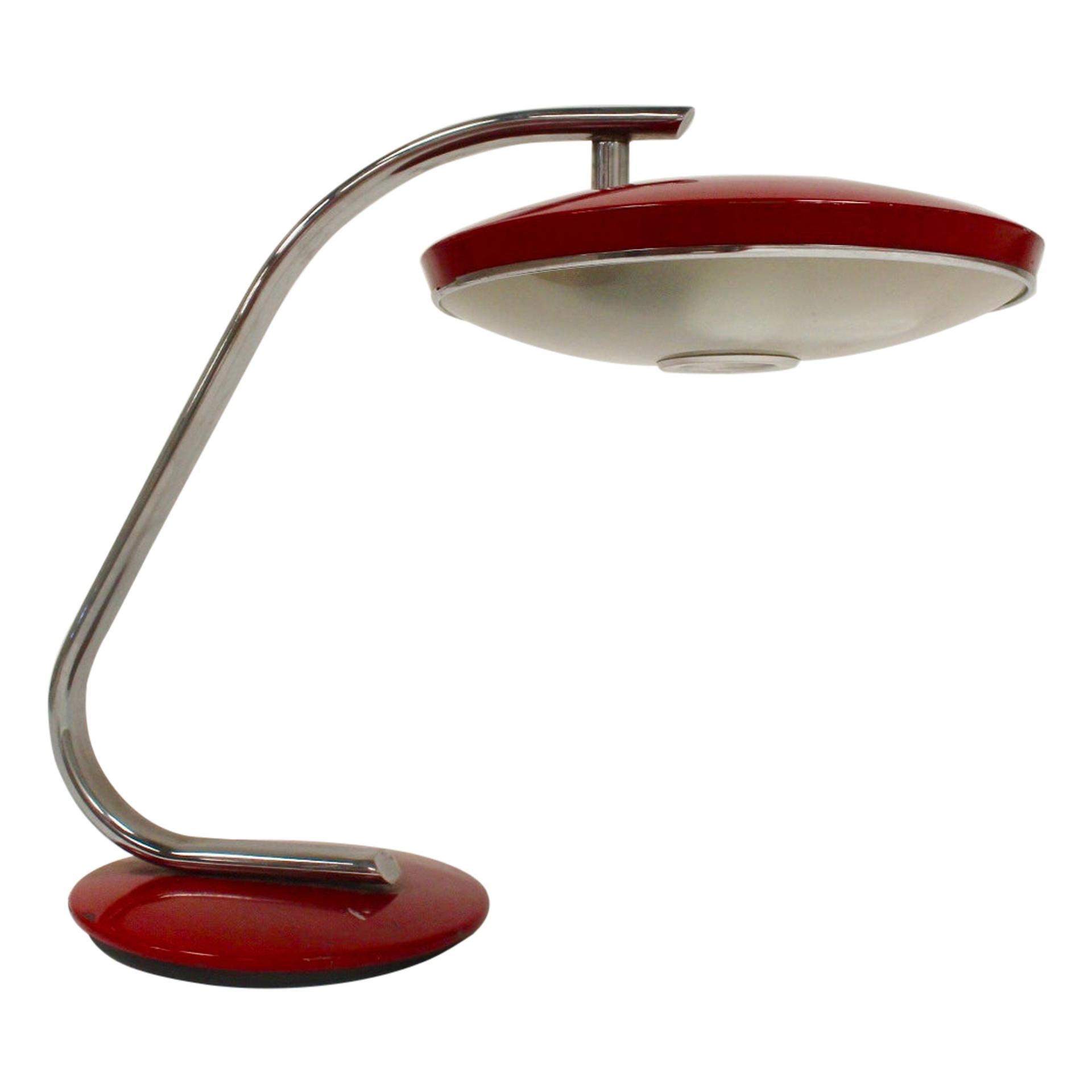 Midcentury Fase 520-C Bauhaus Design Red Articulated Desk Lamp For Sale