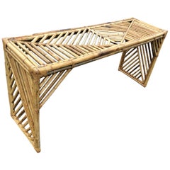 Table console ou bureau en faux bambou du milieu du siècle dernier
