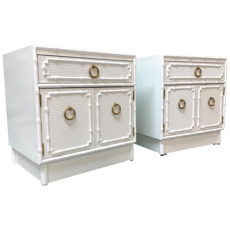 Midcentury Faux Bamboo Nightstands By Omega A Pair For Sale At 1stdibs