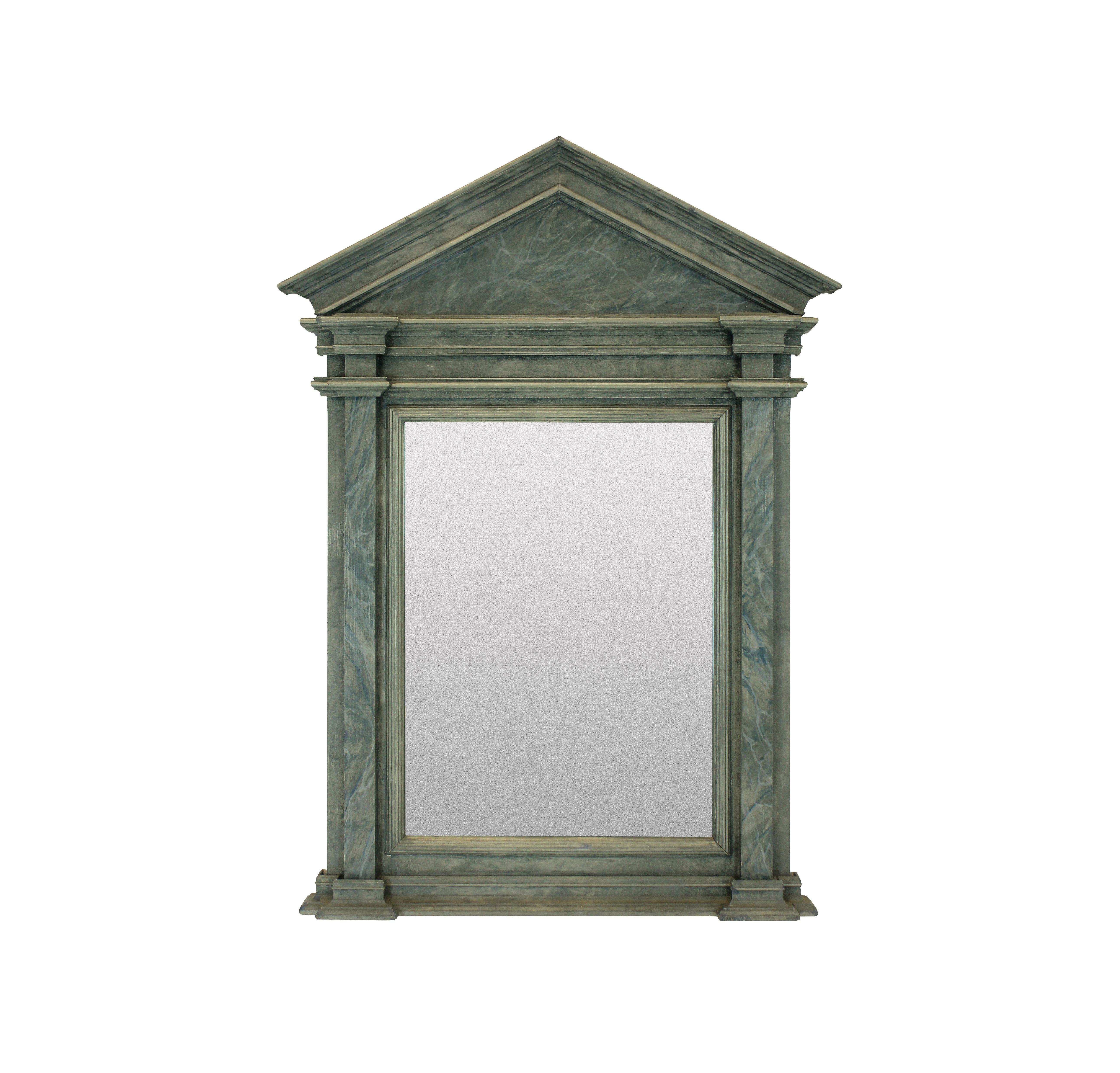 An English faux marble architectural mirror of neoclassical form.