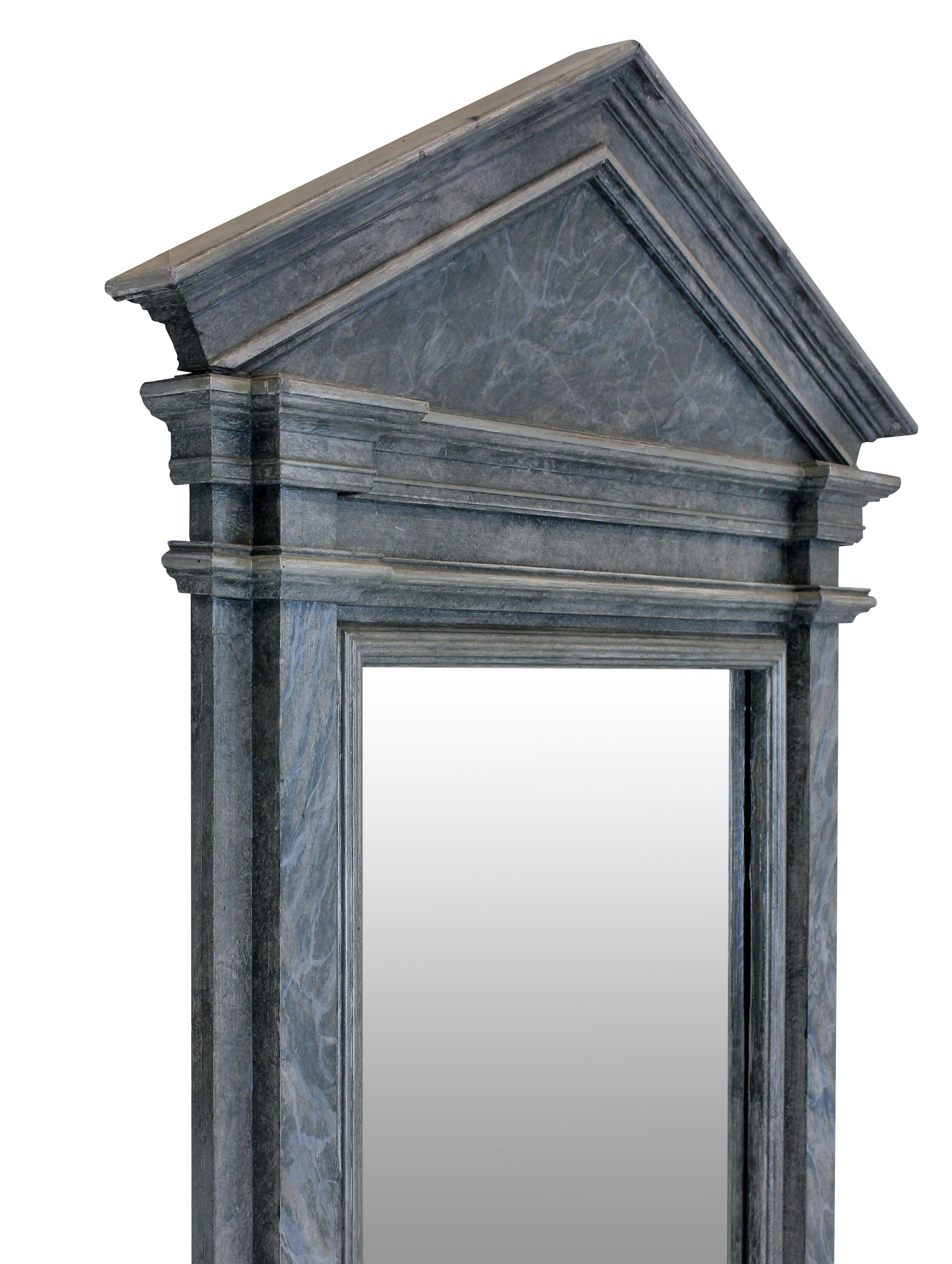 Midcentury Faux Marble Pediment Mirror In Good Condition In London, GB