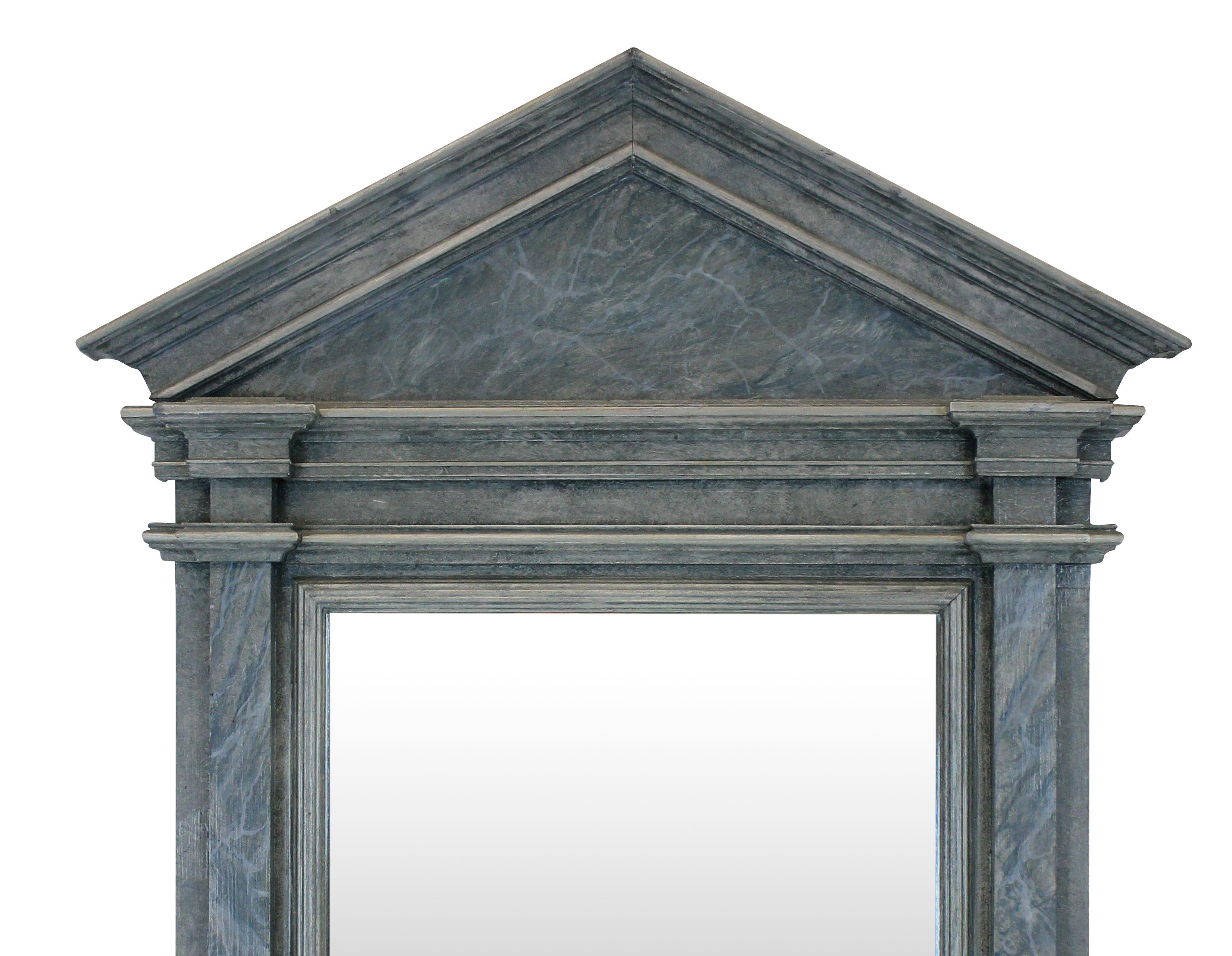 Mid-20th Century Midcentury Faux Marble Pediment Mirror