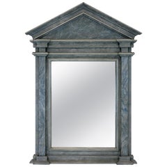 Midcentury Faux Marble Pediment Mirror