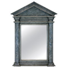 Midcentury Faux Marble Pediment Mirror