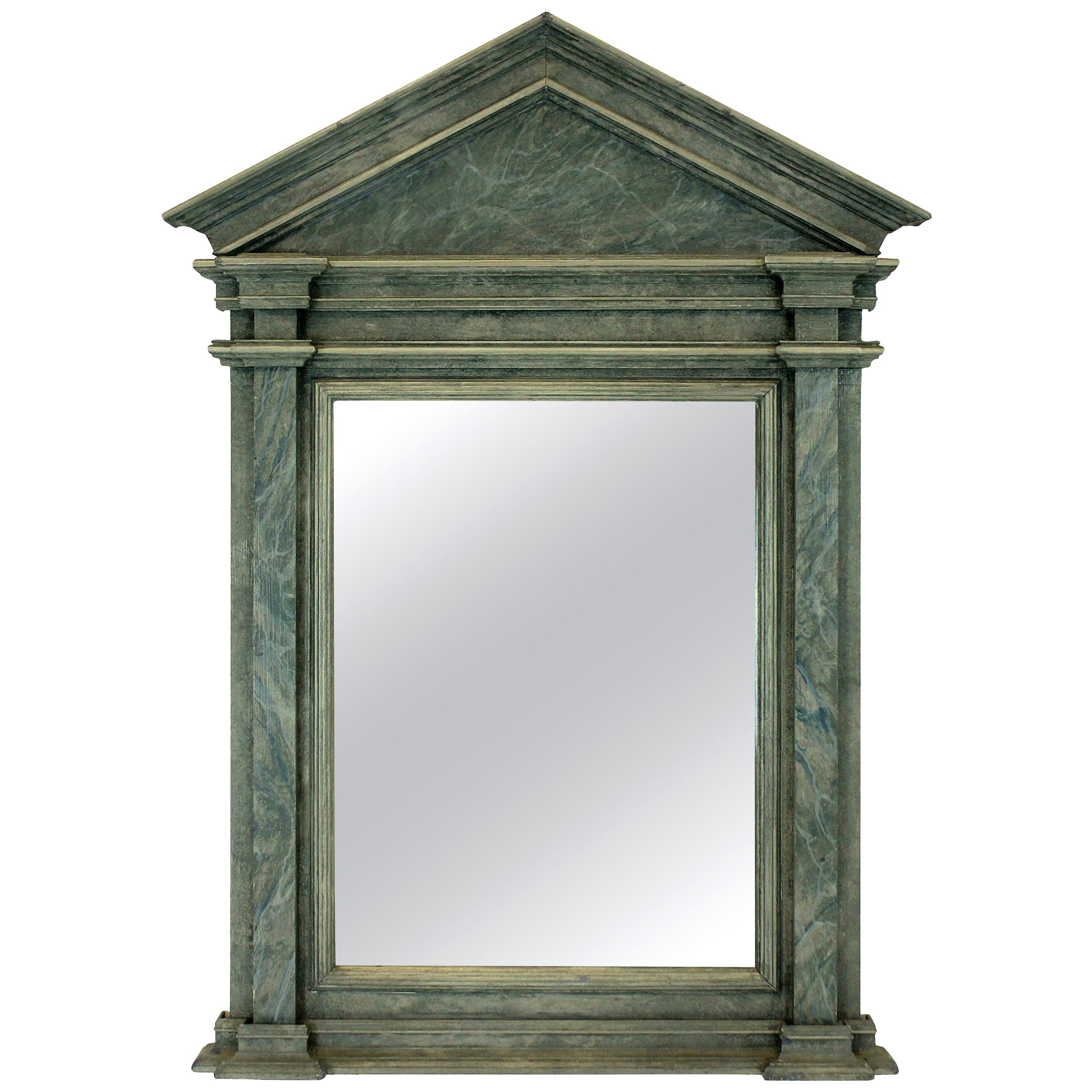 Midcentury Faux Marble Pediment Mirror