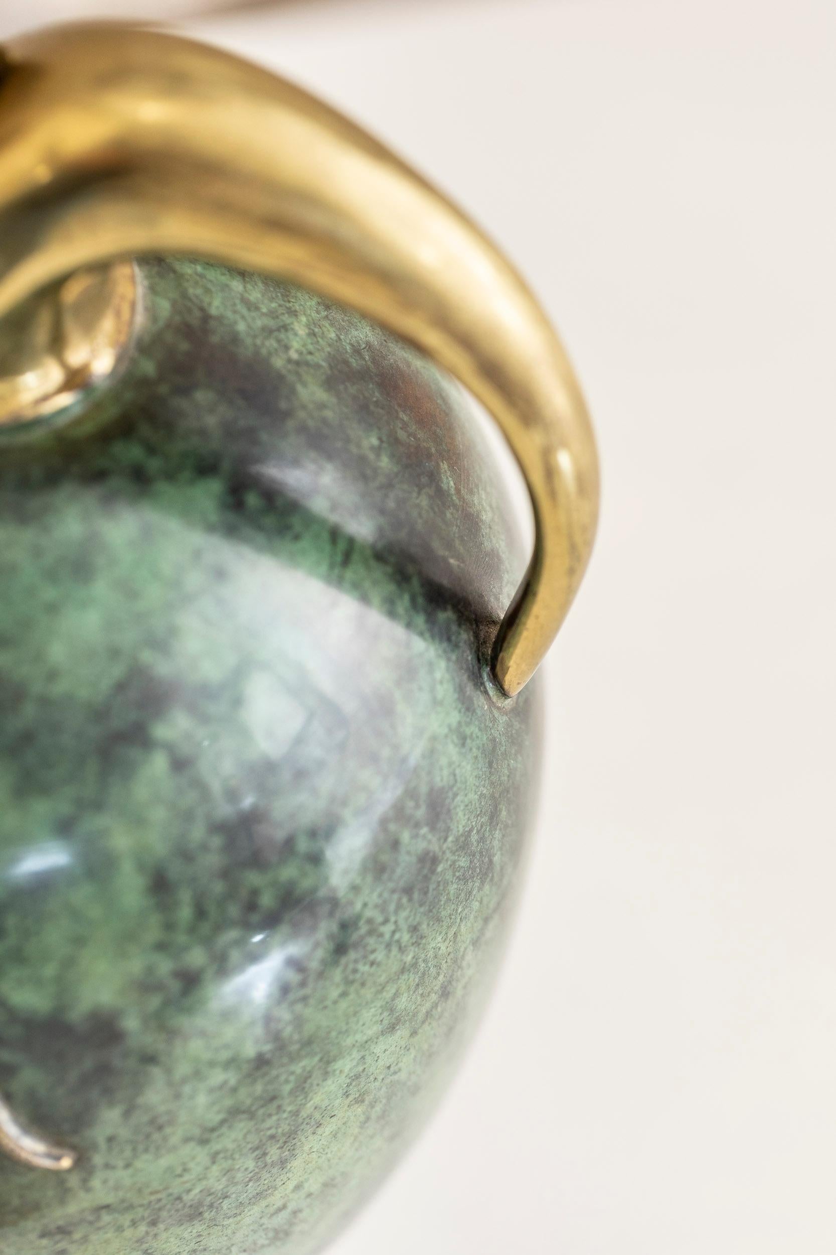 Mid Century Faux Marbre Brass Vase For Sale 3