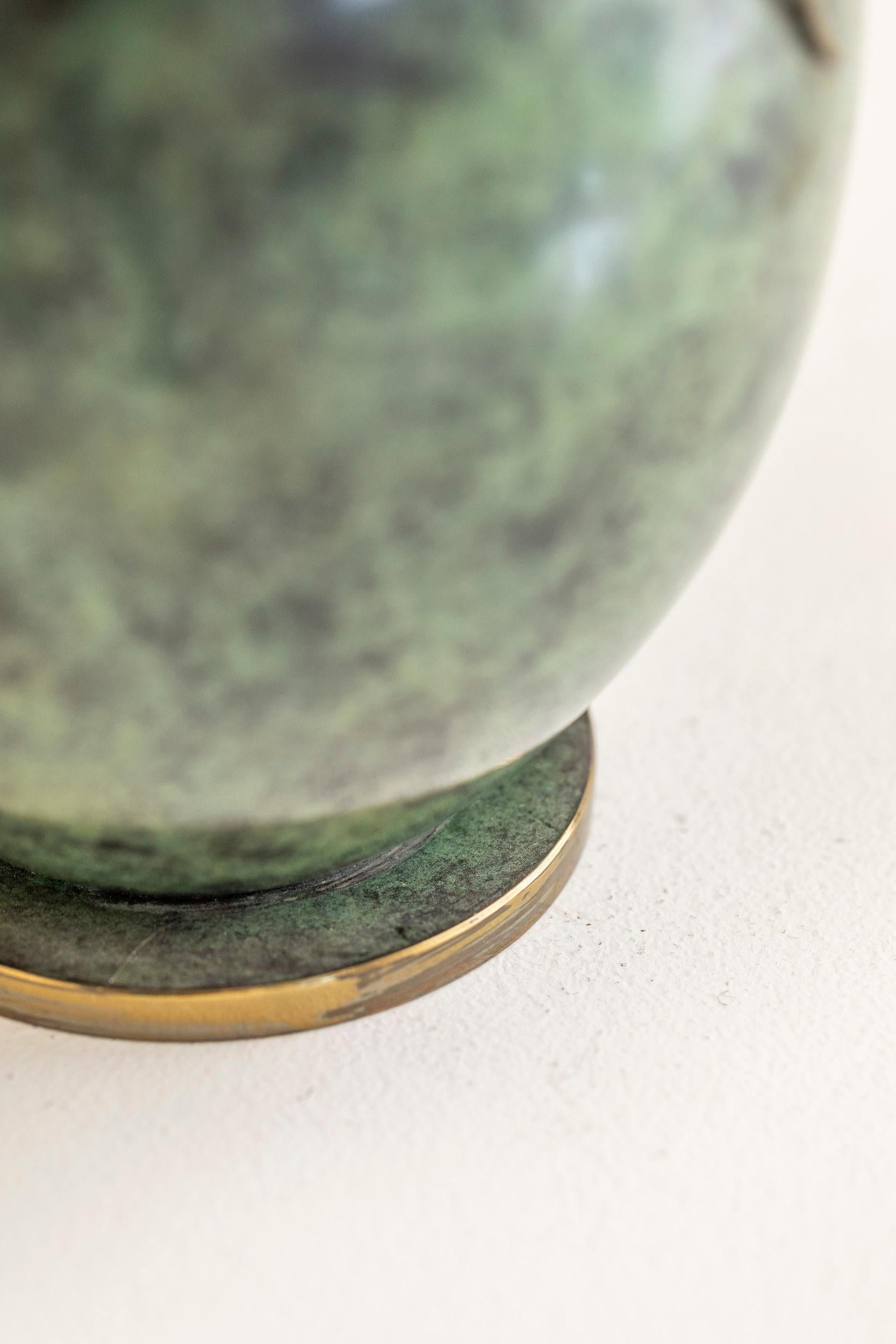 Mid Century Faux Marbre Brass Vase For Sale 2