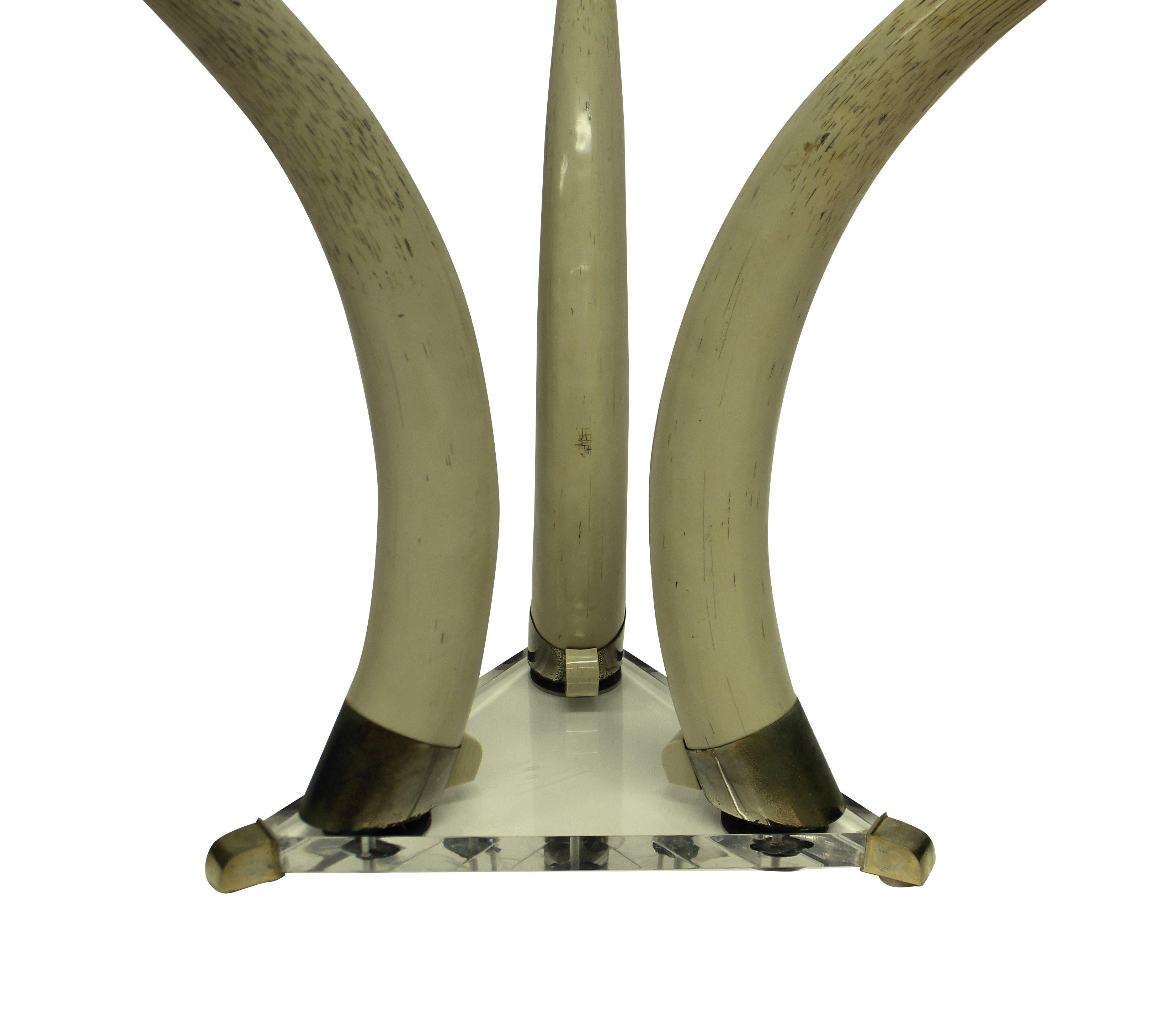Brass Mid-Century Faux Tusk Centre Table For Sale