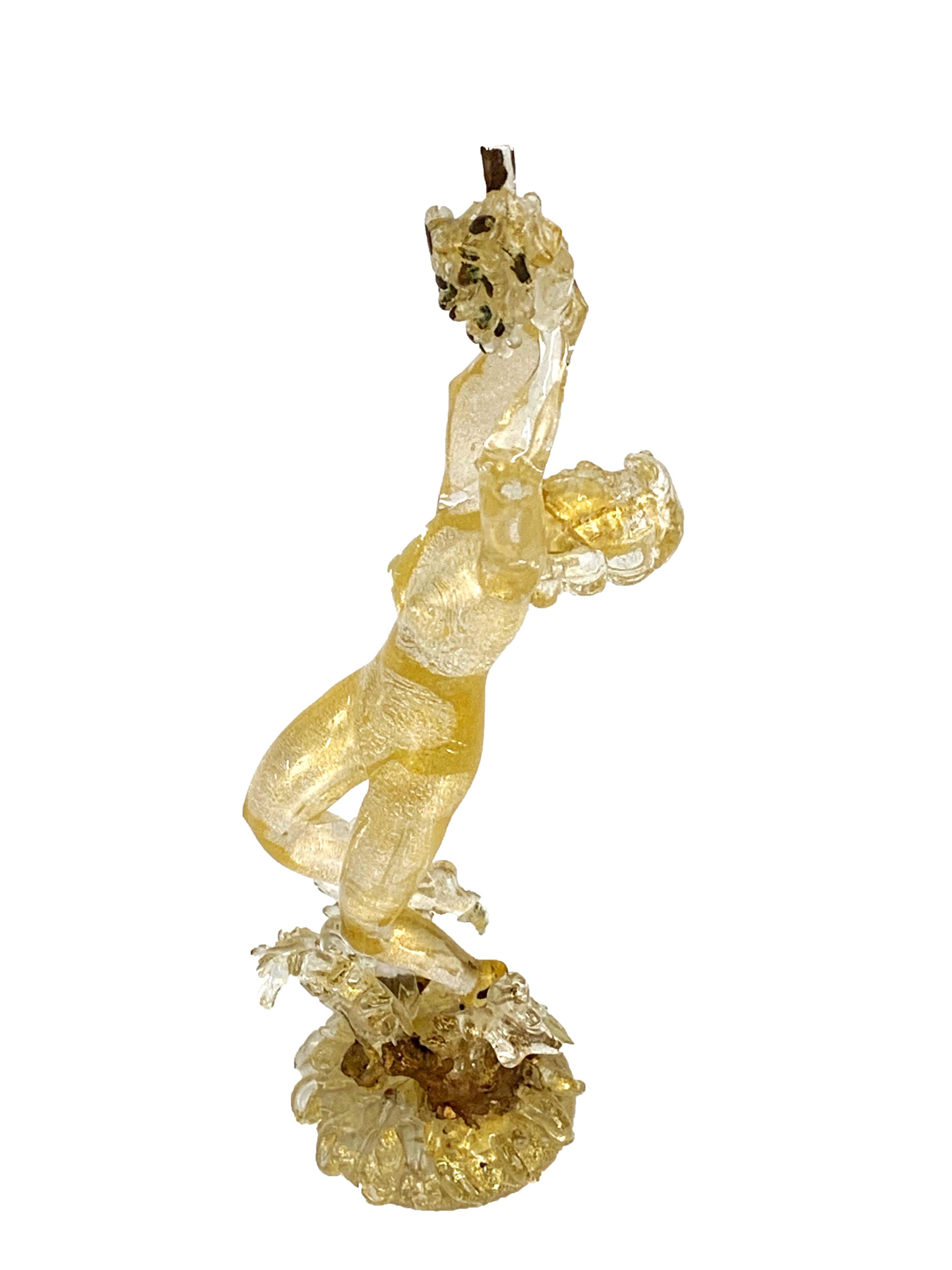 Midcentury Female Murano Glass and Gold Statue Attributed to Ercole Barovier 6