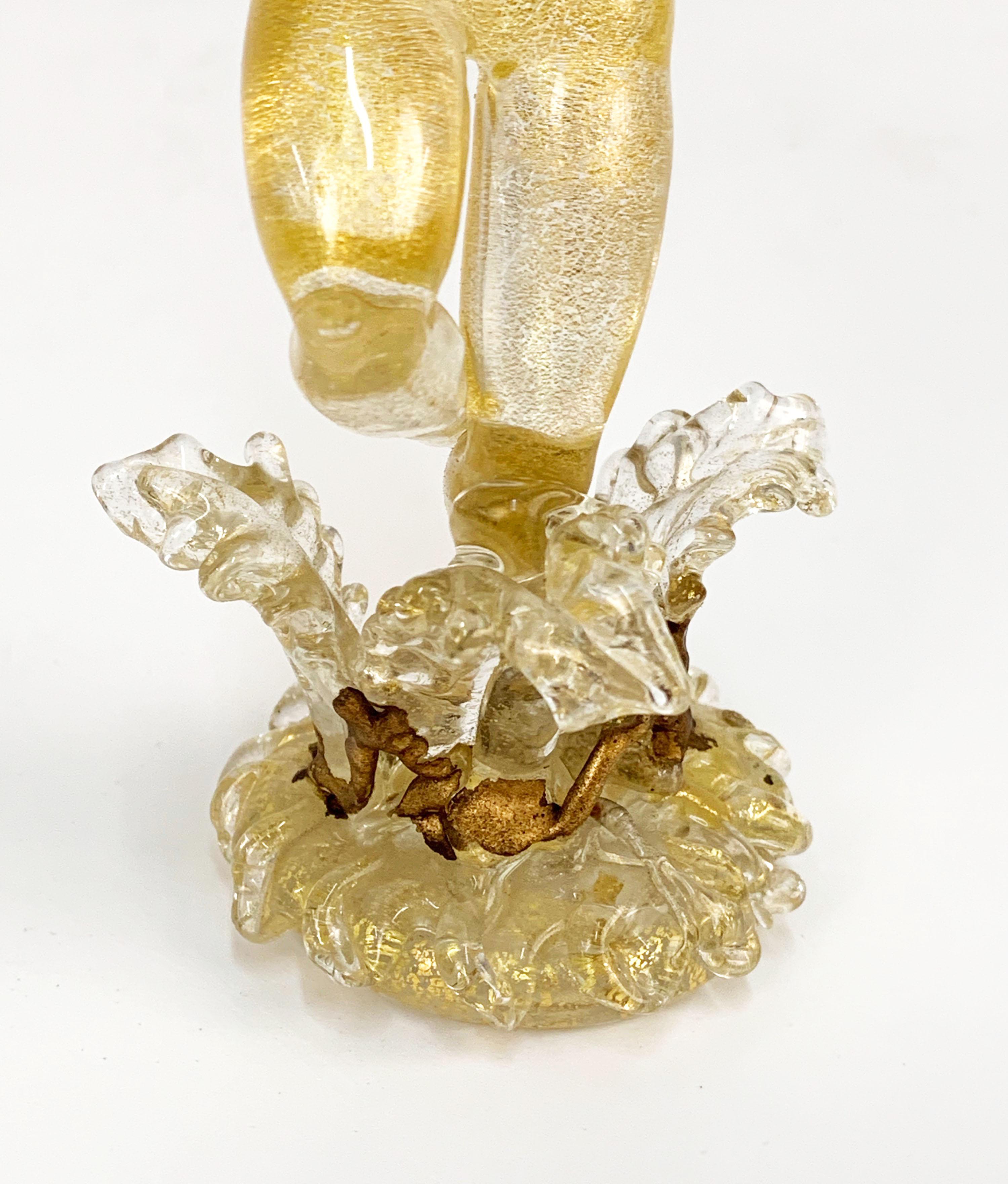 Midcentury Female Murano Glass and Gold Statue Attributed to Ercole Barovier 13