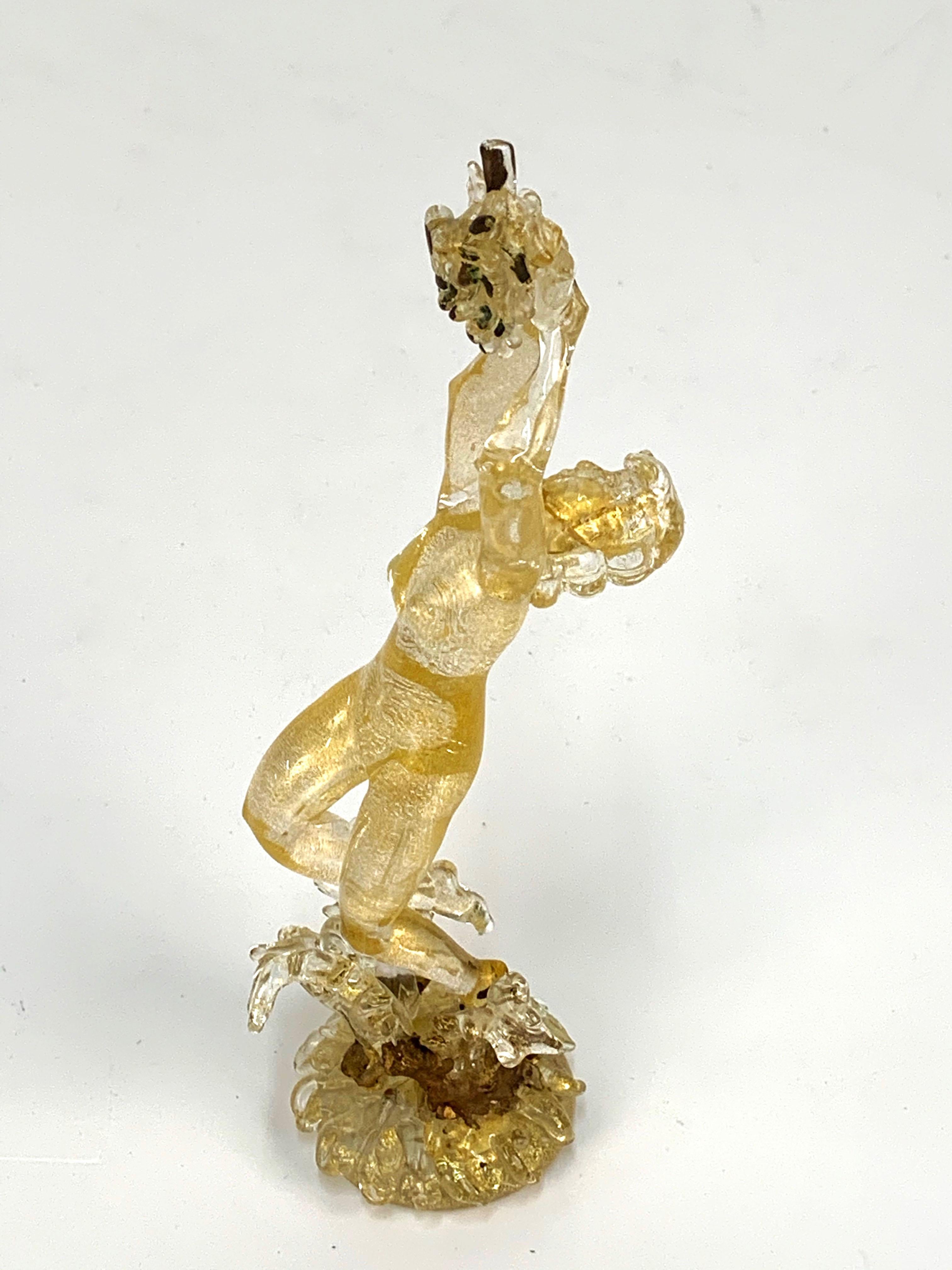 Midcentury Female Murano Glass and Gold Statue Attributed to Ercole Barovier In Good Condition In Roma, IT