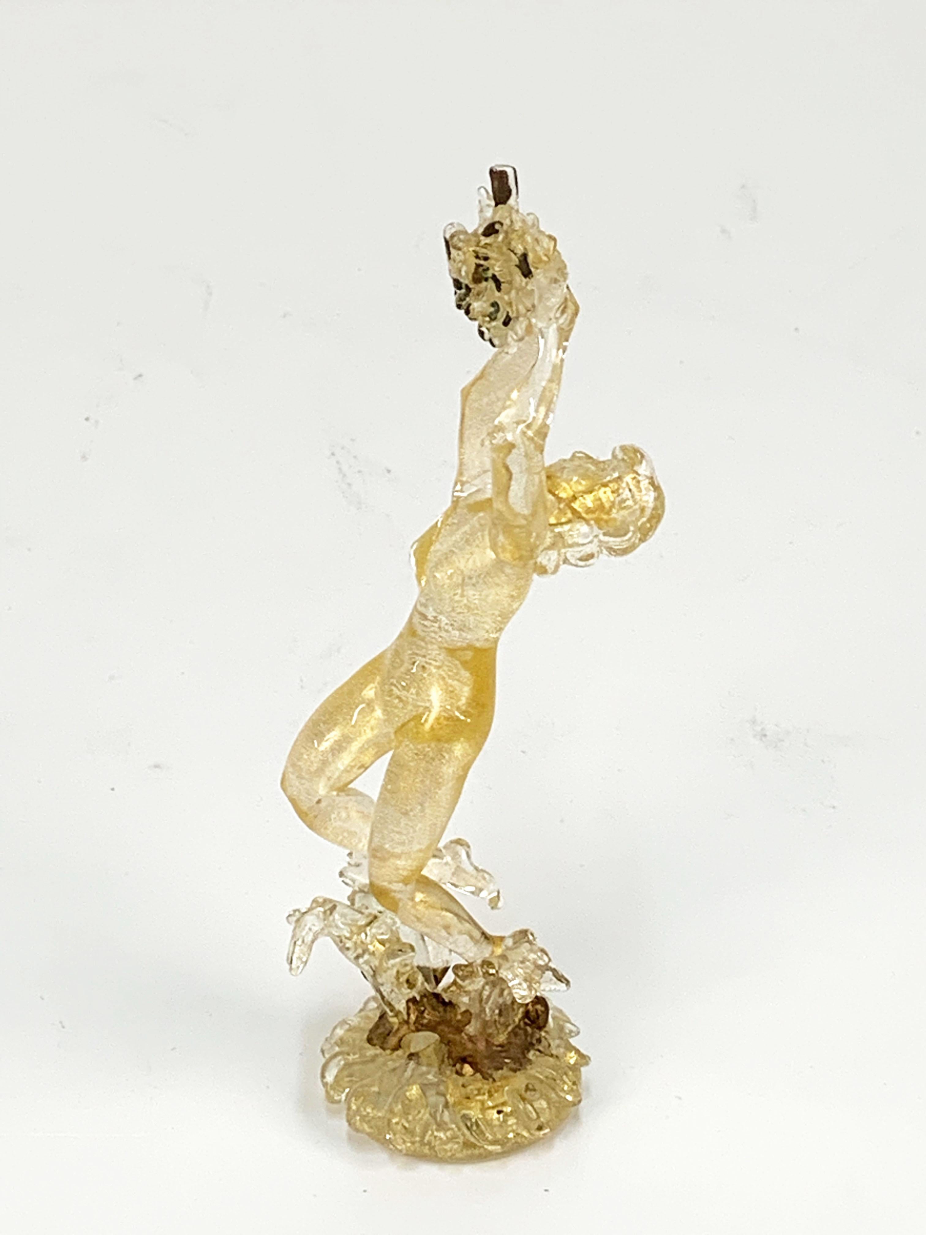Midcentury Female Murano Glass and Gold Statue Attributed to Ercole Barovier 3