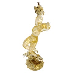 Midcentury Female Murano Glass and Gold Statue Attributed to Ercole Barovier