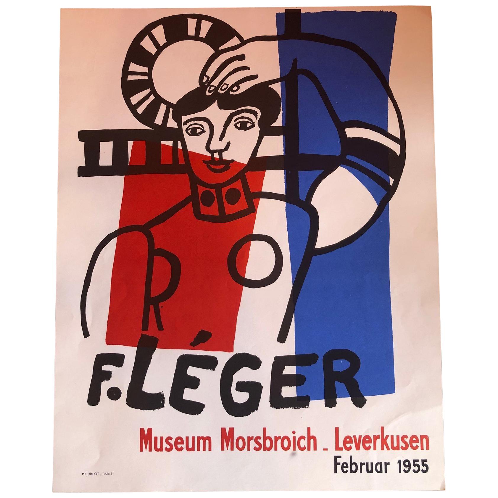 Affiche d'art, lithographie du milieu du siècle dernier du Musée Fernand Léger de Morsbroich, 1955