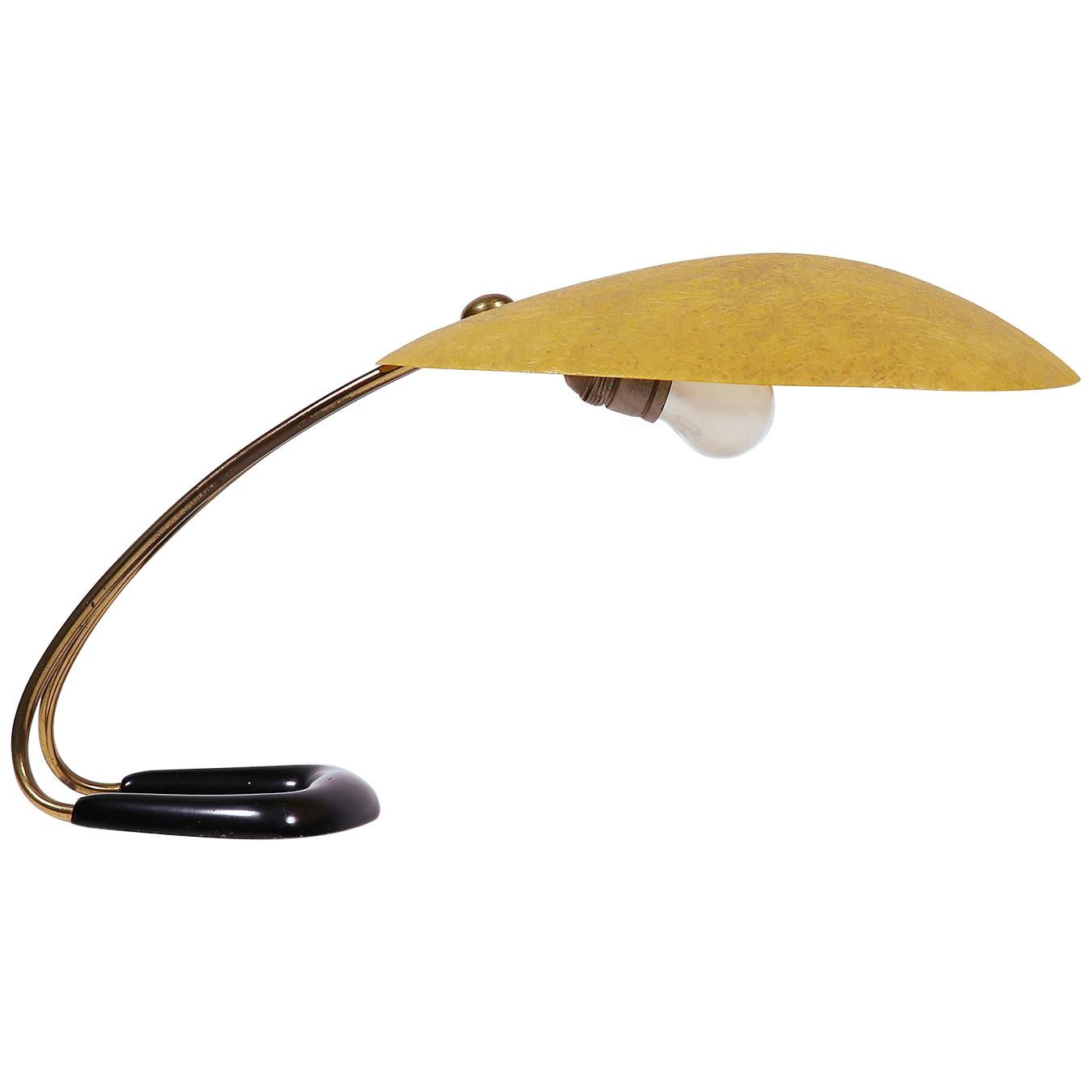 Midcentury Brass Fiberglass Desk Lamp yellow, Austria 1950s at 1stDibs