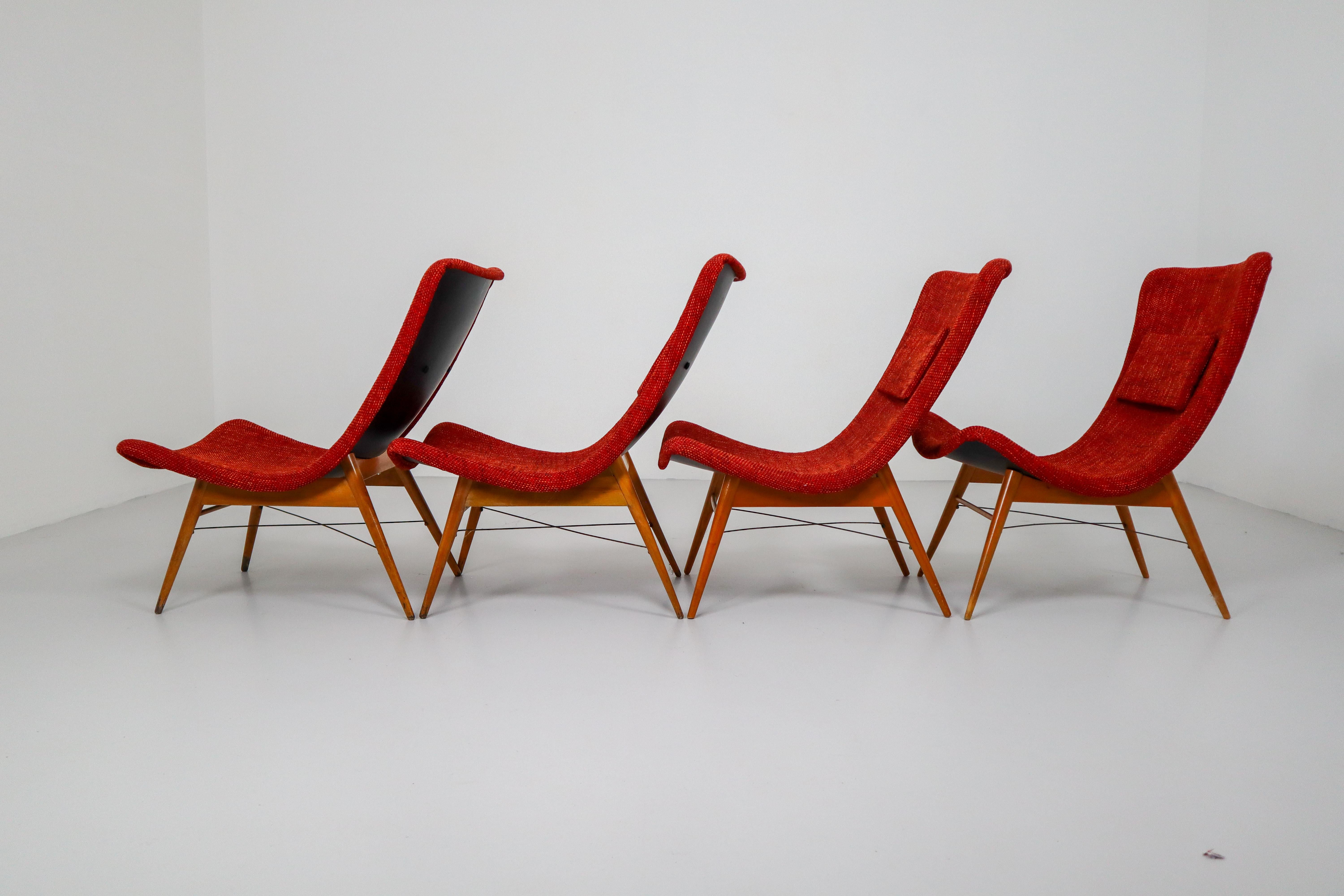 Midcentury Modern  Fiberglass Lounge Chairs by Miroslav Navratil  2